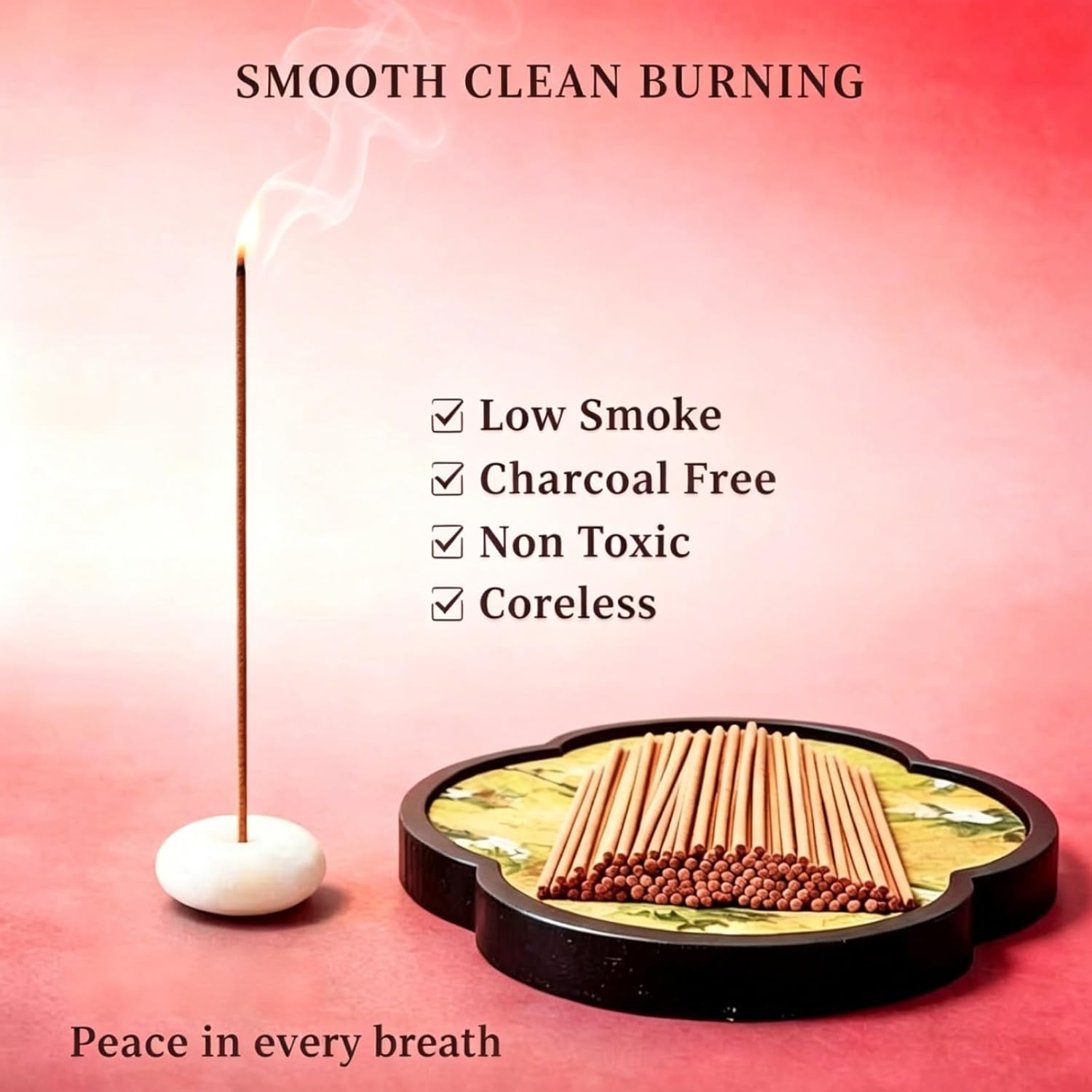Rose Incense Sticks 30g · Non-Toxic · Low Smoke for Romance | Chinese woody-floral incense, Sandalwood & Agarwood base. No bamboo core. 20-min burn, Ideal for home fragrance & self-love - Image 2