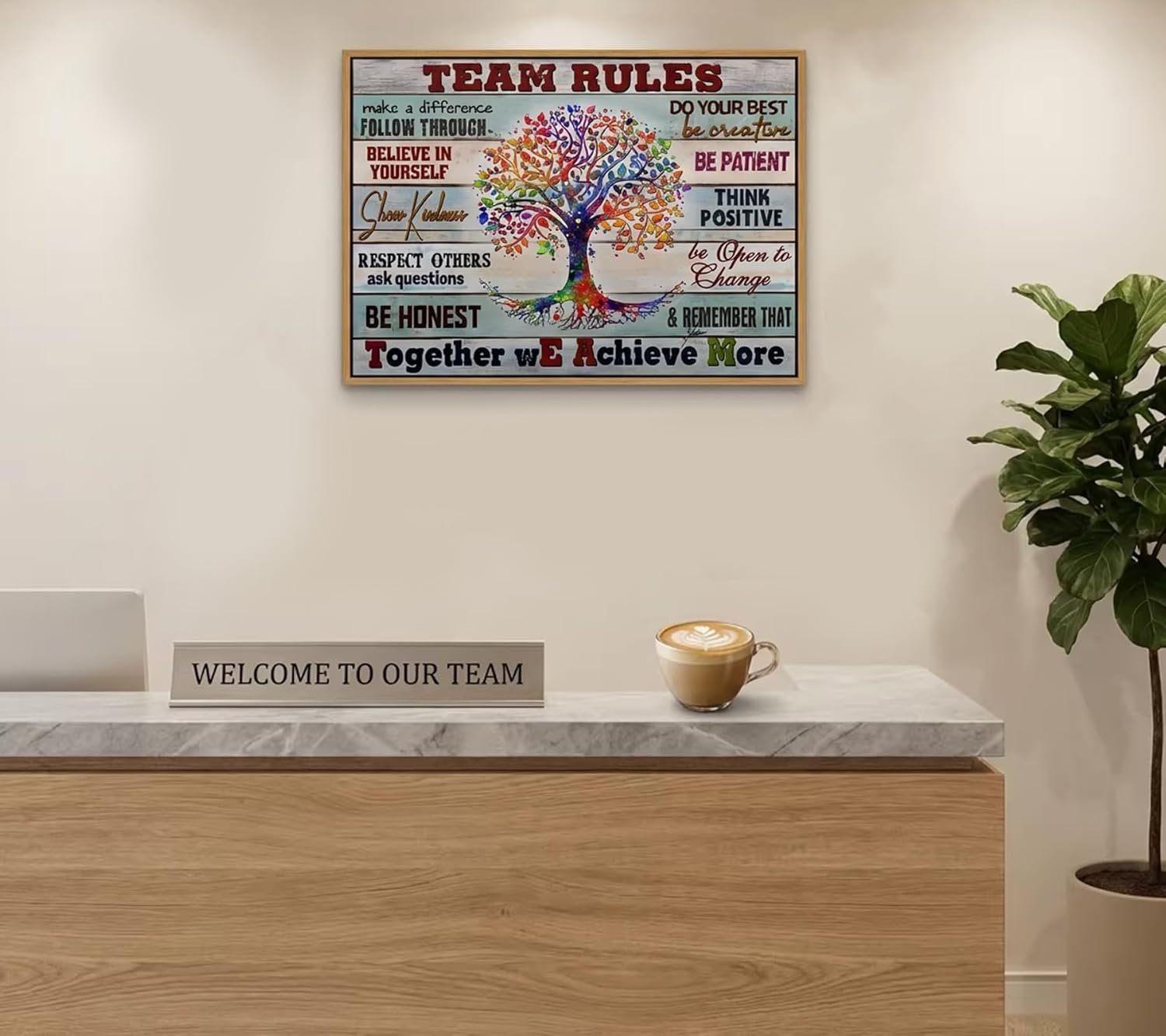 Floating Framed Office Inspirational Canvas Wall Art, Team Rules Painting Picture Wall Decor, Motivation Positive Quotes Poster Print Artwork for Company, Studio, Office 8x10in - Image 7