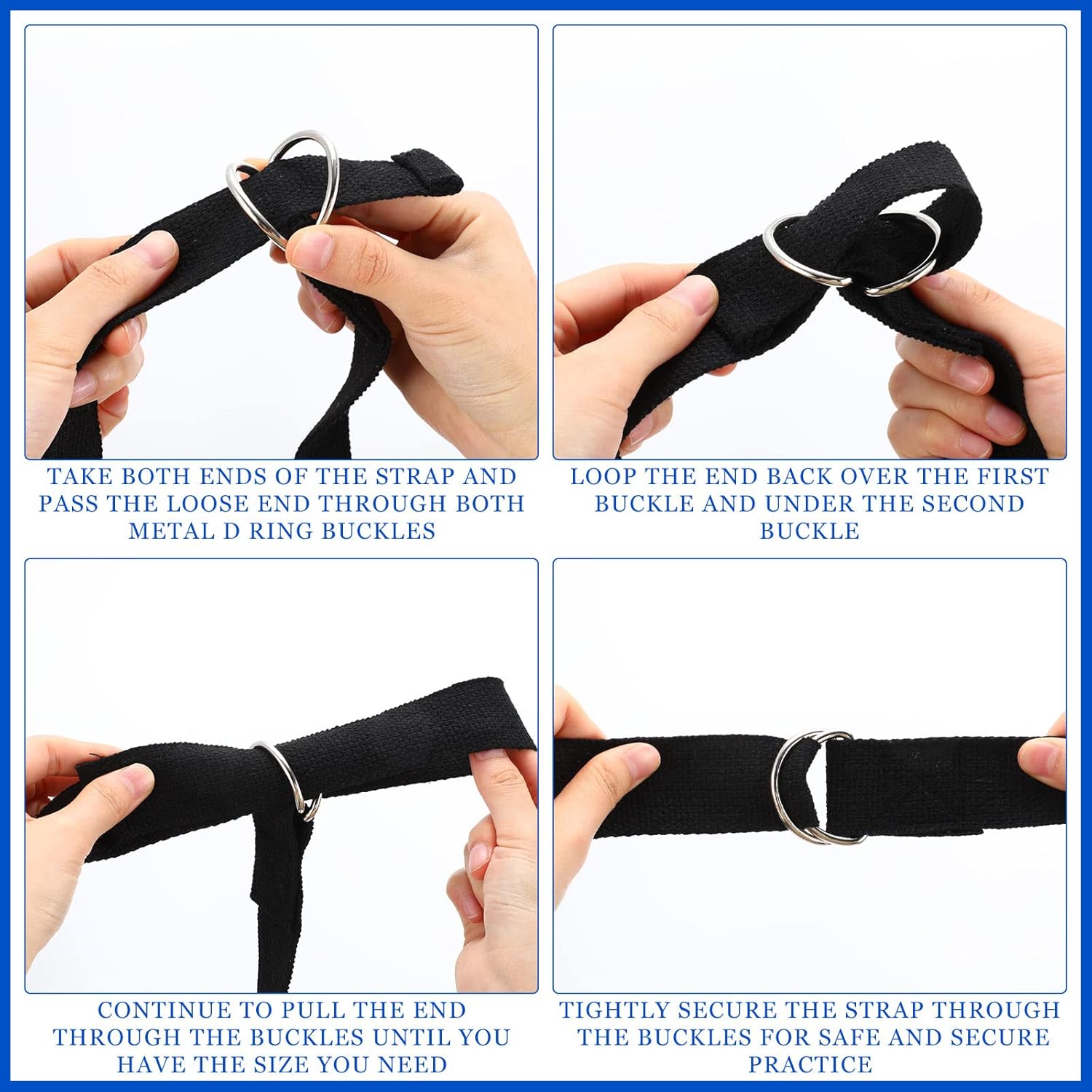 6 Pcs Yoga Strap for Stretching 8 ft Yoga Exercise Adjustable Straps Bands with Safe D Ring Buckle for Pilates, Gym Workouts, Fitness, Physical Exercise, Dance, Improve Flexibility - Image 4