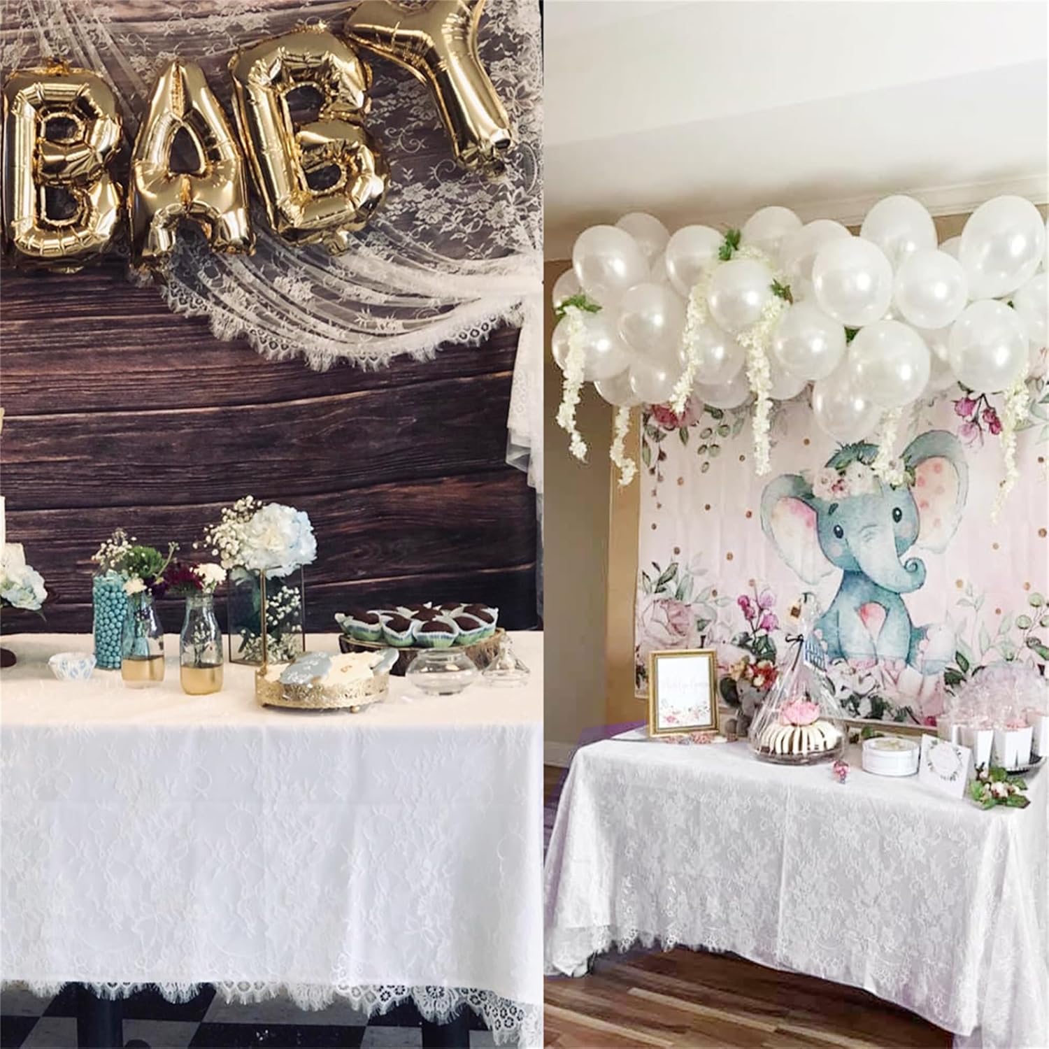 White Lace Tablecloth 60 × 120 Inch for Rustic Boho Wedding Bridal Shower Party Decoration, Classy Rectangle Overlay Long Vintage Embroidered Reception Table Cloth Decor - Image 5