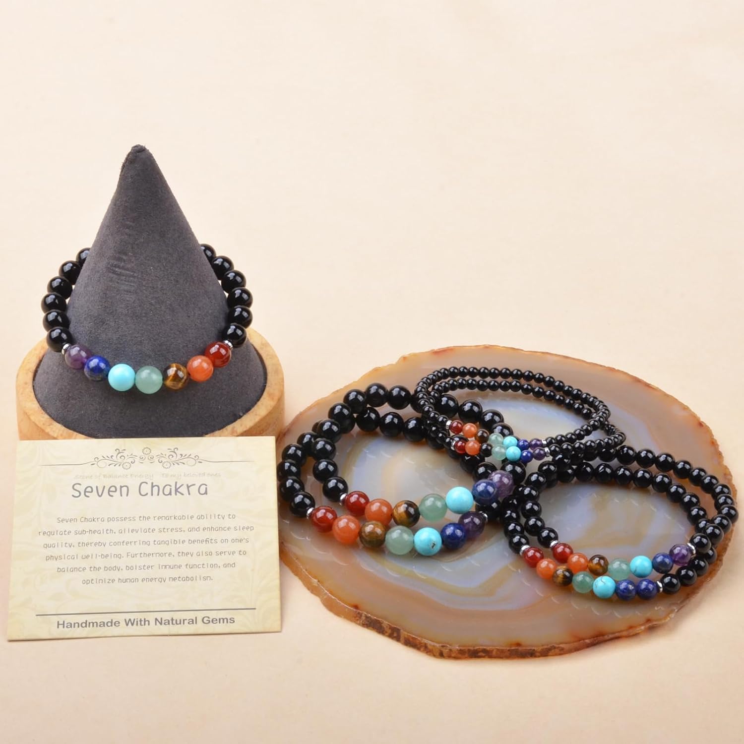 Natural Healing Gemstone Bracelet Handmade Yoga Stretch Elastic Bracelet Stress Relief Crystal Jewelry for Men and Women - Image 4