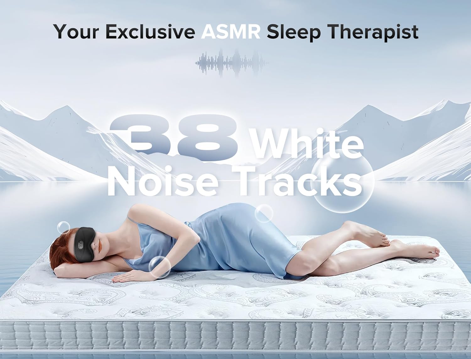 TOPOINT Sleep Mask with Bluetooth Headphones, 3D Eye Mask for Sleep Headphones with White Noise, Total Blackout, 5.4 Bluetooth, Timer, 15 Hours for Women Men, Travel, Meditation, Nap, CPAP Users - Image 6