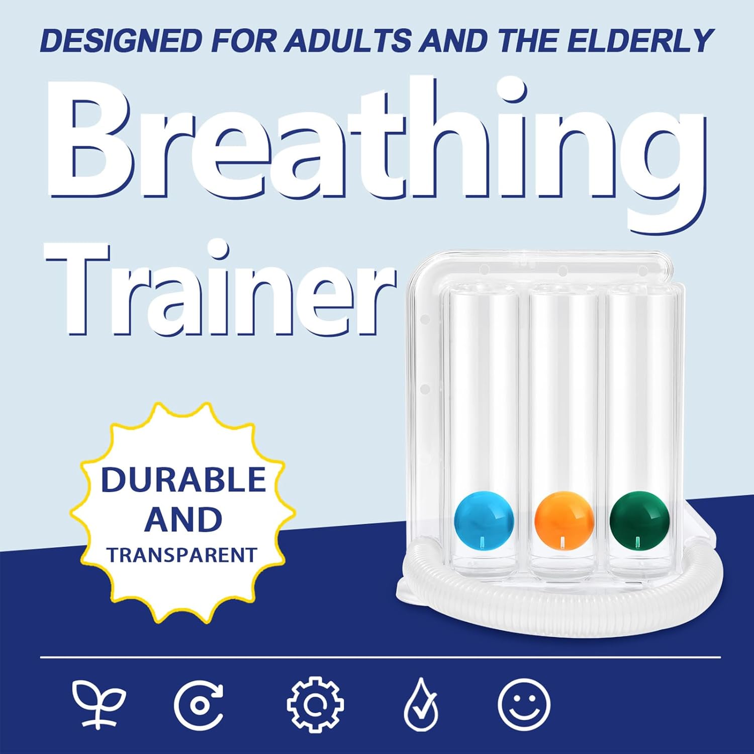 Breathing Exercise Device for Lungs, Exerciser, Non-Measuring - Breathing Trainer, 3‑Ball Design for Gentle Breathing Training & Recovery Support, Easy to Clean - Image 5