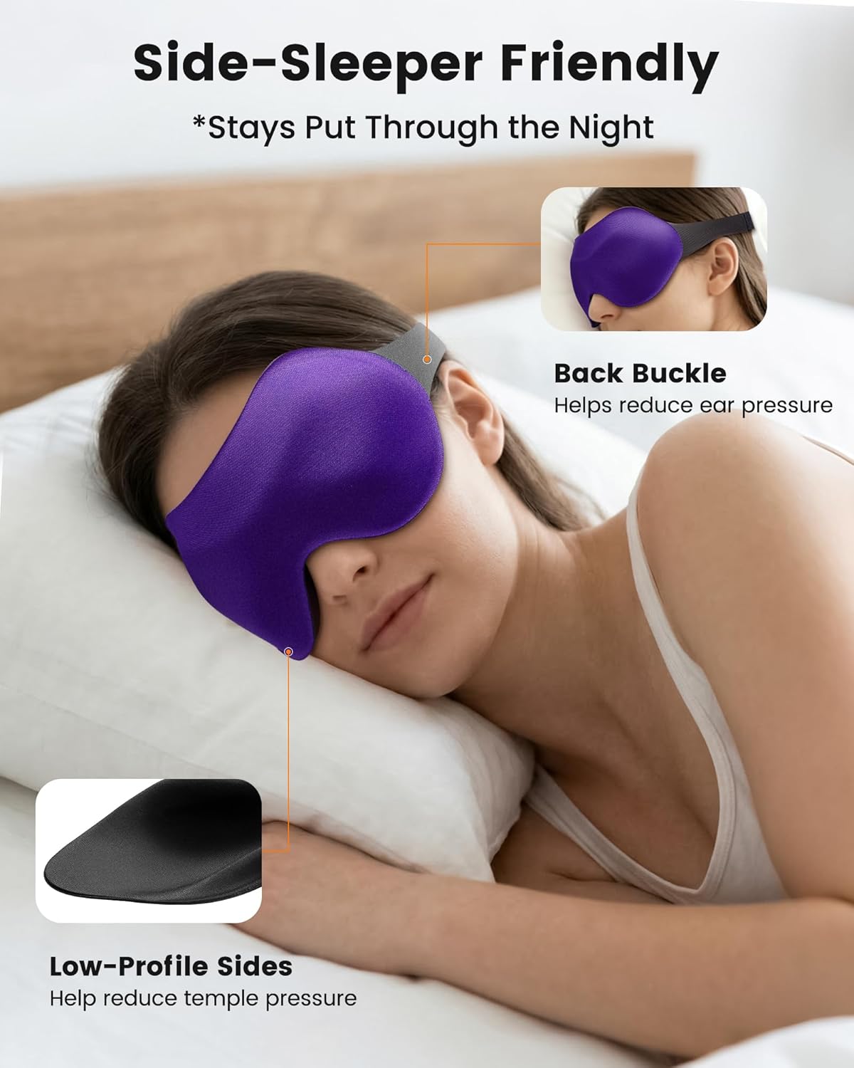 3 Pack Sleep Masks for Side Sleepers, True Blackout 3D Eye Mask for Sleeping, Zero Eye Pressure, Lash-Friendly, Adjustable Soft Eye Cover for Women Men, Travel Night Blindfold - Image 4