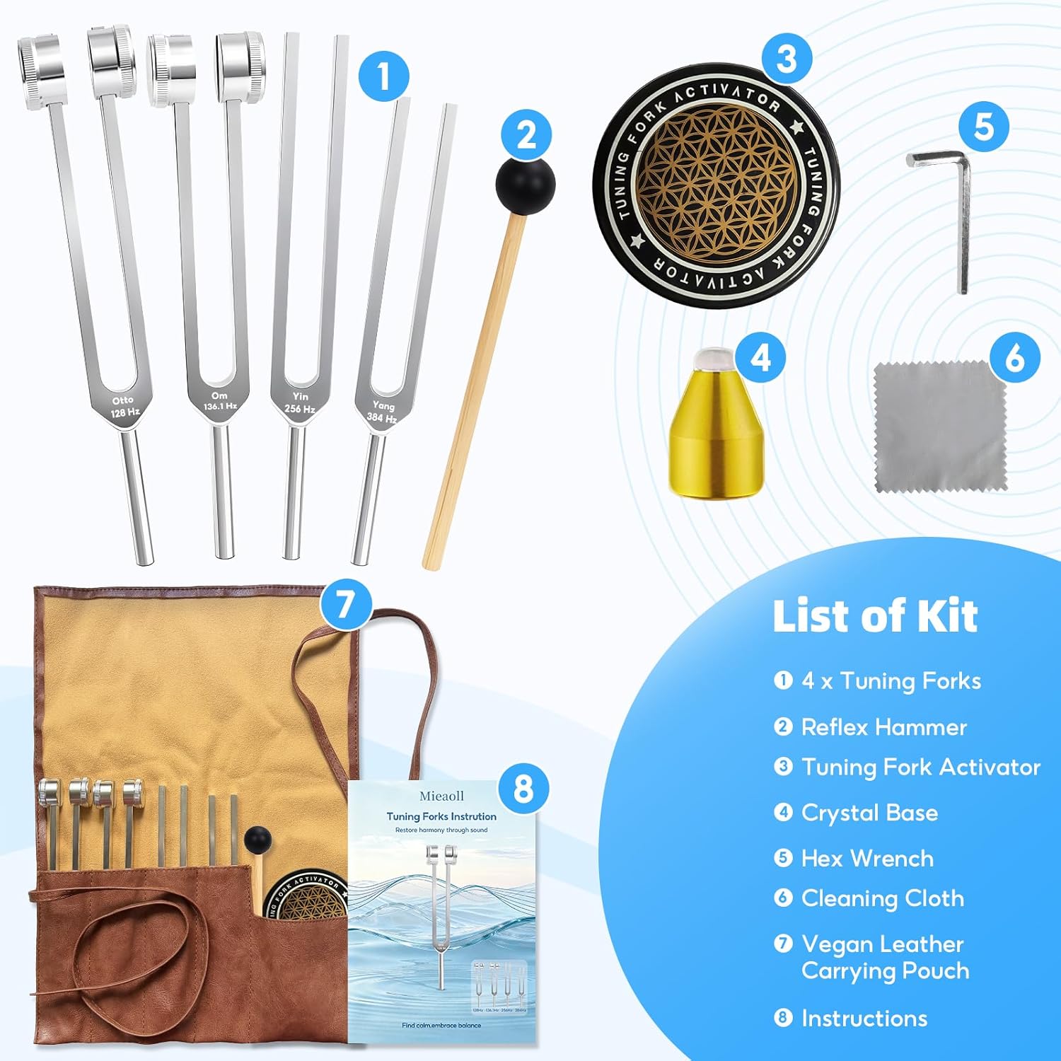 Tuning Forks for Healing, 128Hz 136Hz 256Hz 384Hz Tuning Fork Set for Meditation, Yoga and Chakra Energy Therapy, Perfect Healing Gift for Mom or Girlfriend on Mother's Day, Birthday - Image 7