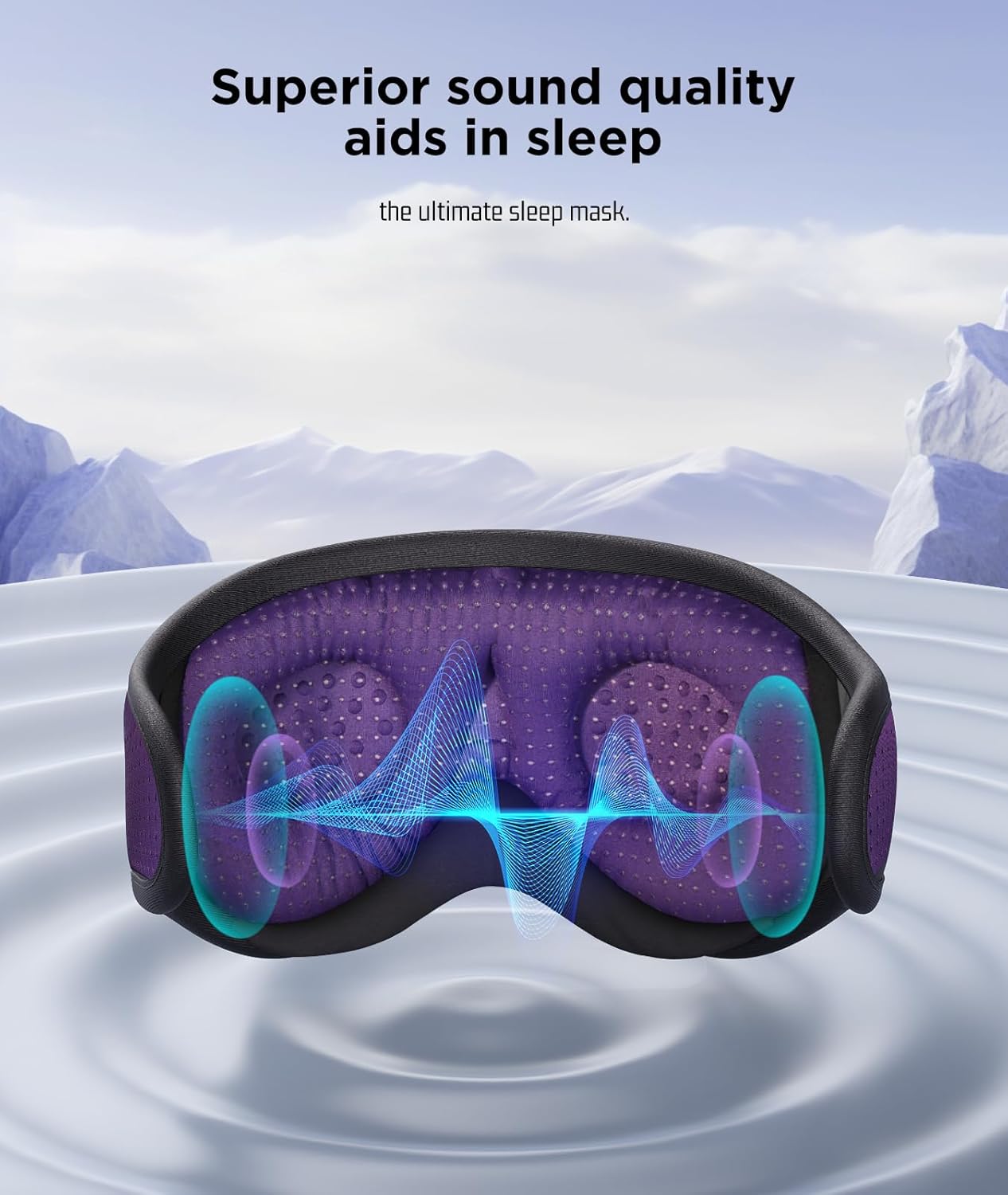 LC-dolida Sleep Headphones, Sleep Mask Bluetooth Wireless Music Eye Mask, Sleeping Headphones for Side Sleepers Sleep Mask with Bluetooth Headphones Ultra-Thin Stereo Speakers Perfect for Sleeping - Image 7