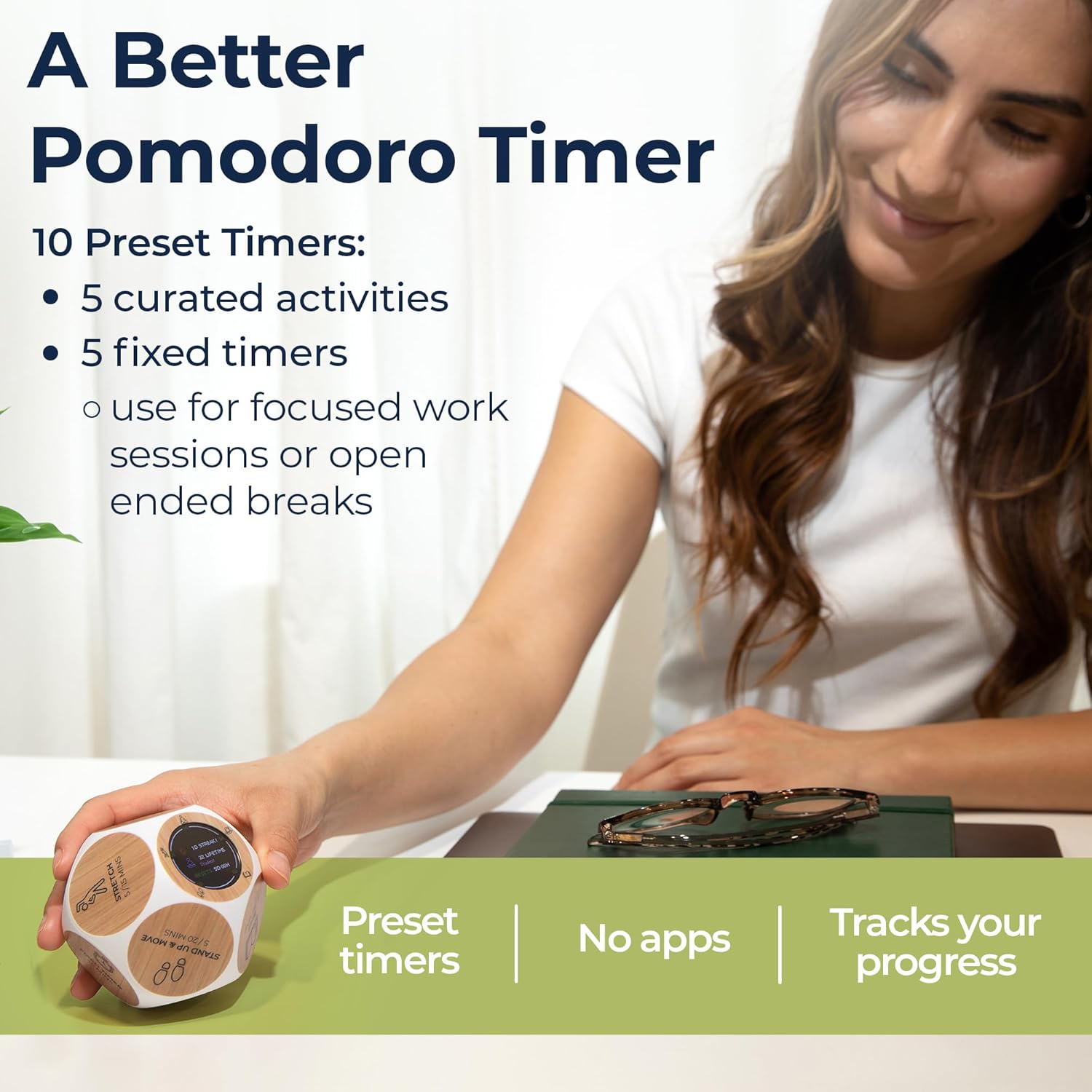 Mindsight Focused Activity Timer & Tracker | Promotes Work Life Balance & Productivity | Pomodoro 'Plus' w/ 5 Fixed timers + 5 curated Wellness Activities | Office Desk Accessory | Mindfulness | ADHD - Image 2