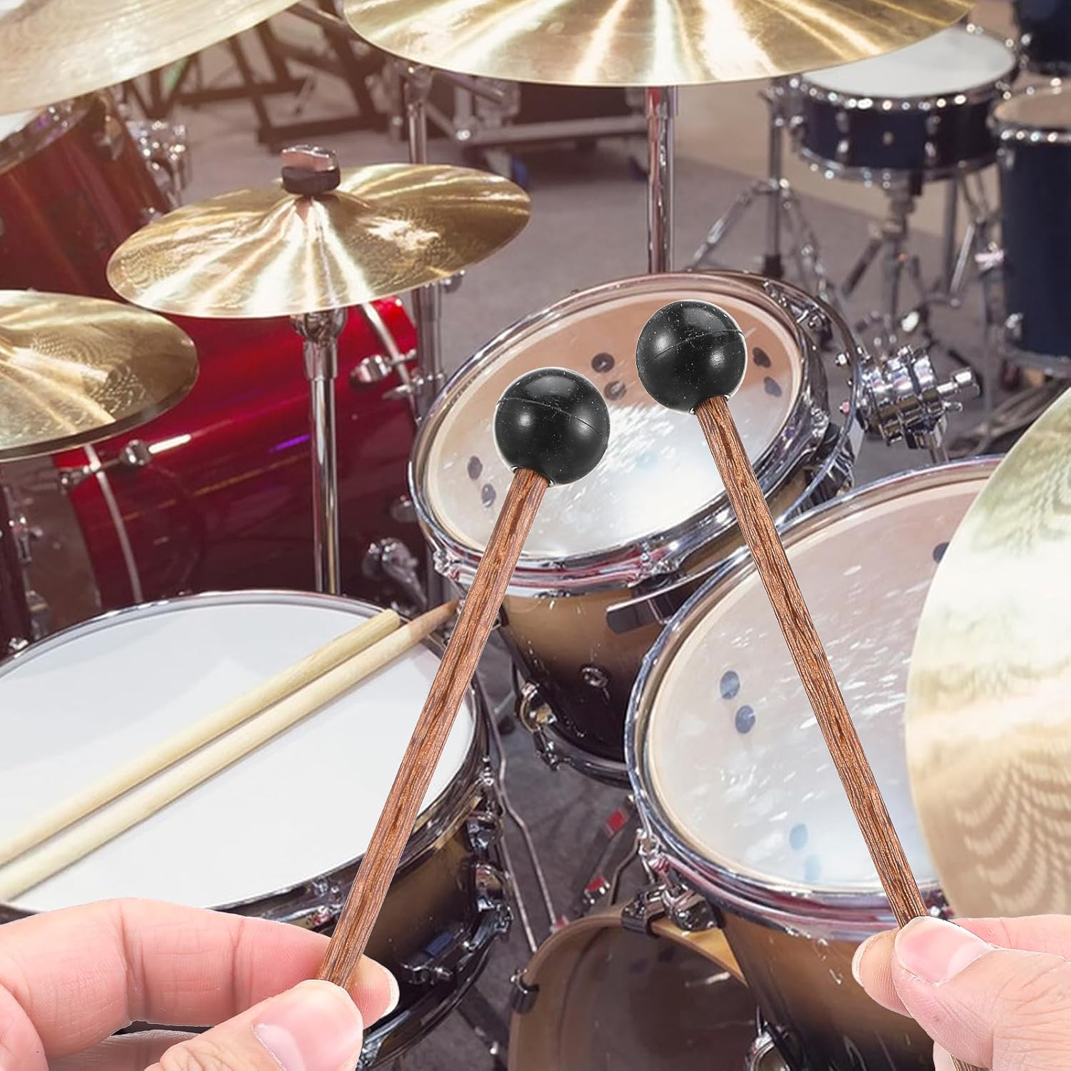 4 Pcs Steel Tongue Drum Mallets, 5.9 Inch Small Rubber Drum Mallets Sticks for Xylophone Glockenspiel Musical Instruments Mallet Birch Wood Handle Silicone Head Percussion Sticks - Image 7
