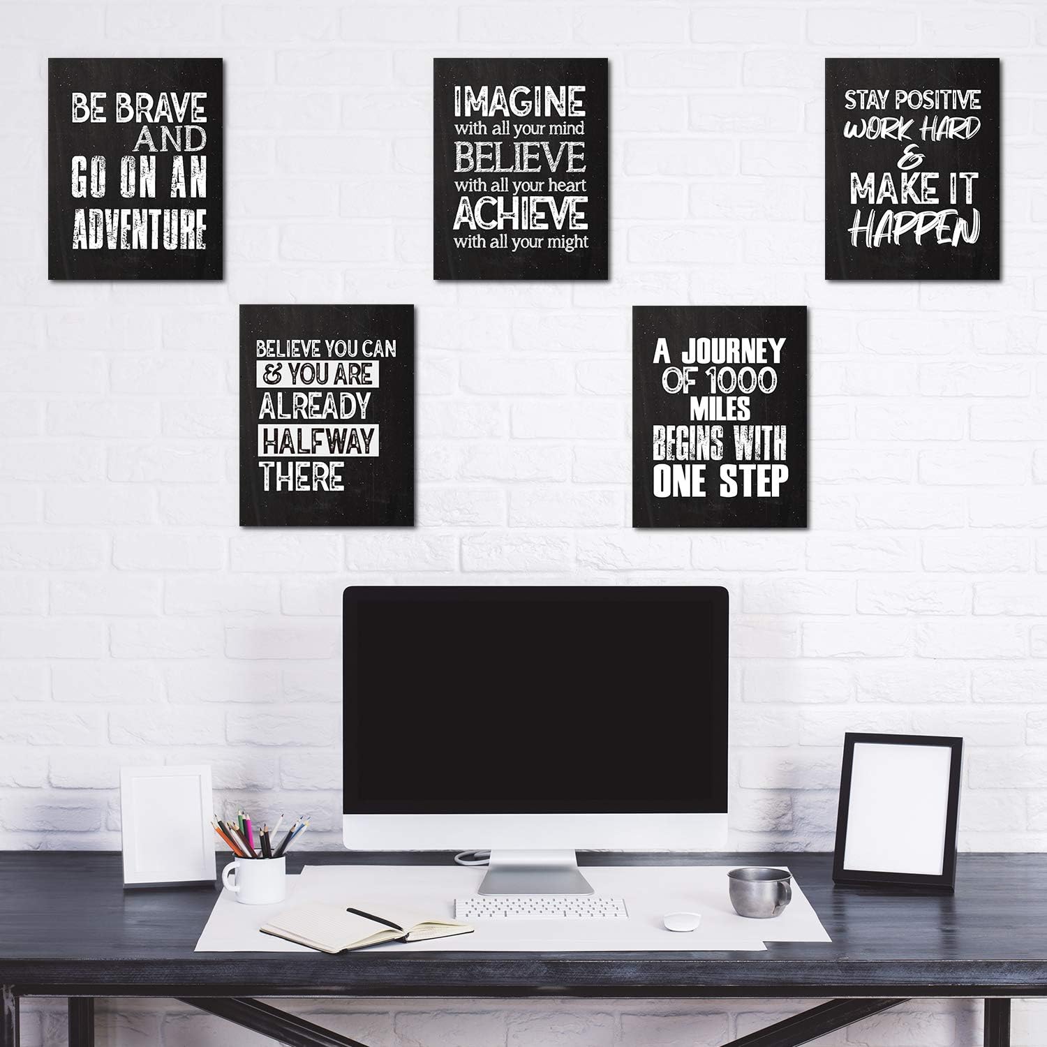 10 Pieces Inspirational Wall Poster Positive Quote Posters Wall Decor Affirmation Art Posters with 80 Glue Point Dots for Classroom Living Room Office Walls Decorations (Black White, 11 x 14 Inch) - Image 4