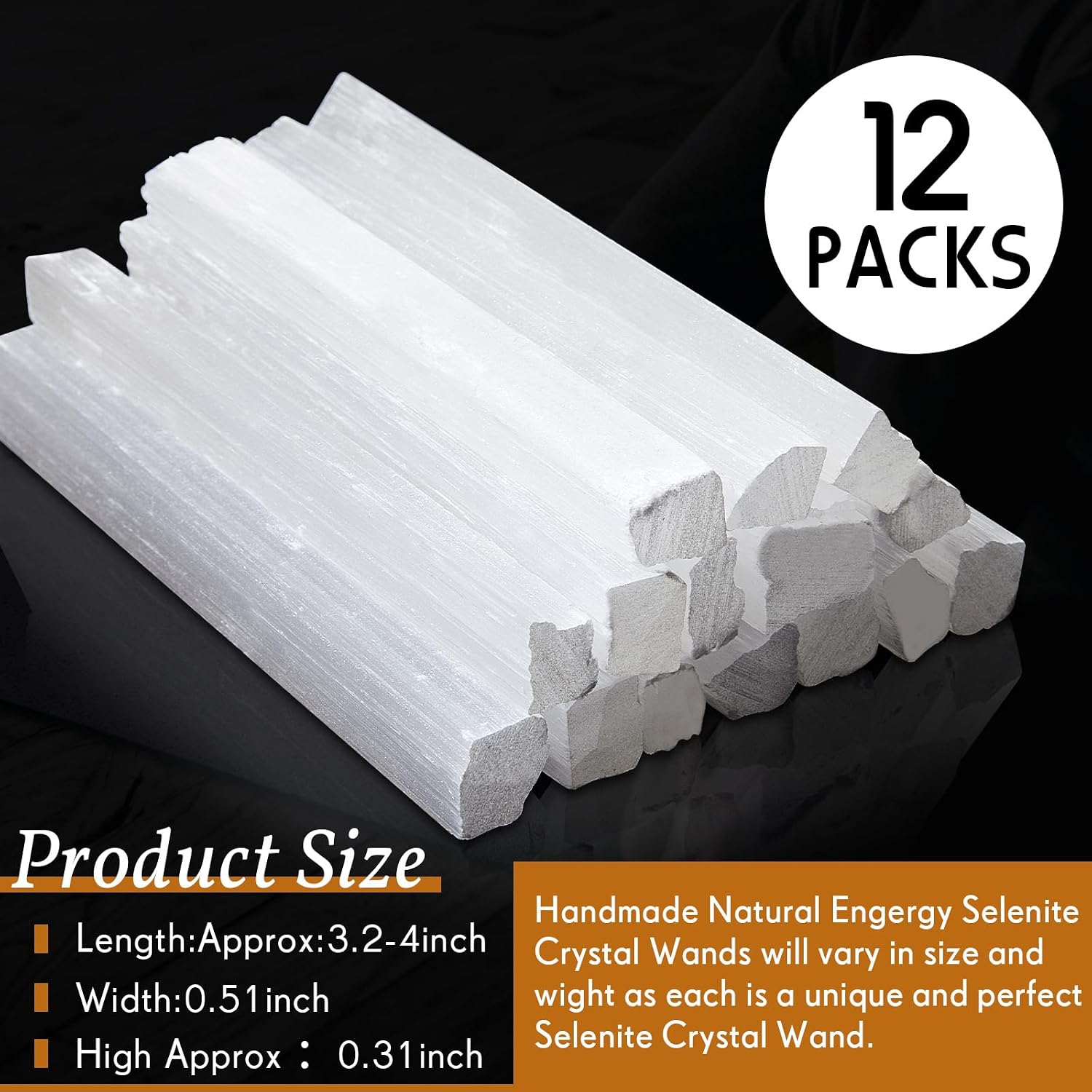 Tessco for you 12 Pieces 3.2 to 4 Inches Selenite Crystal Wands Selenite Sticks White Crystals and Healing Stones Spiritual Long Healing Crystals Stick for Reiki Energy Home Supplies - Image 2
