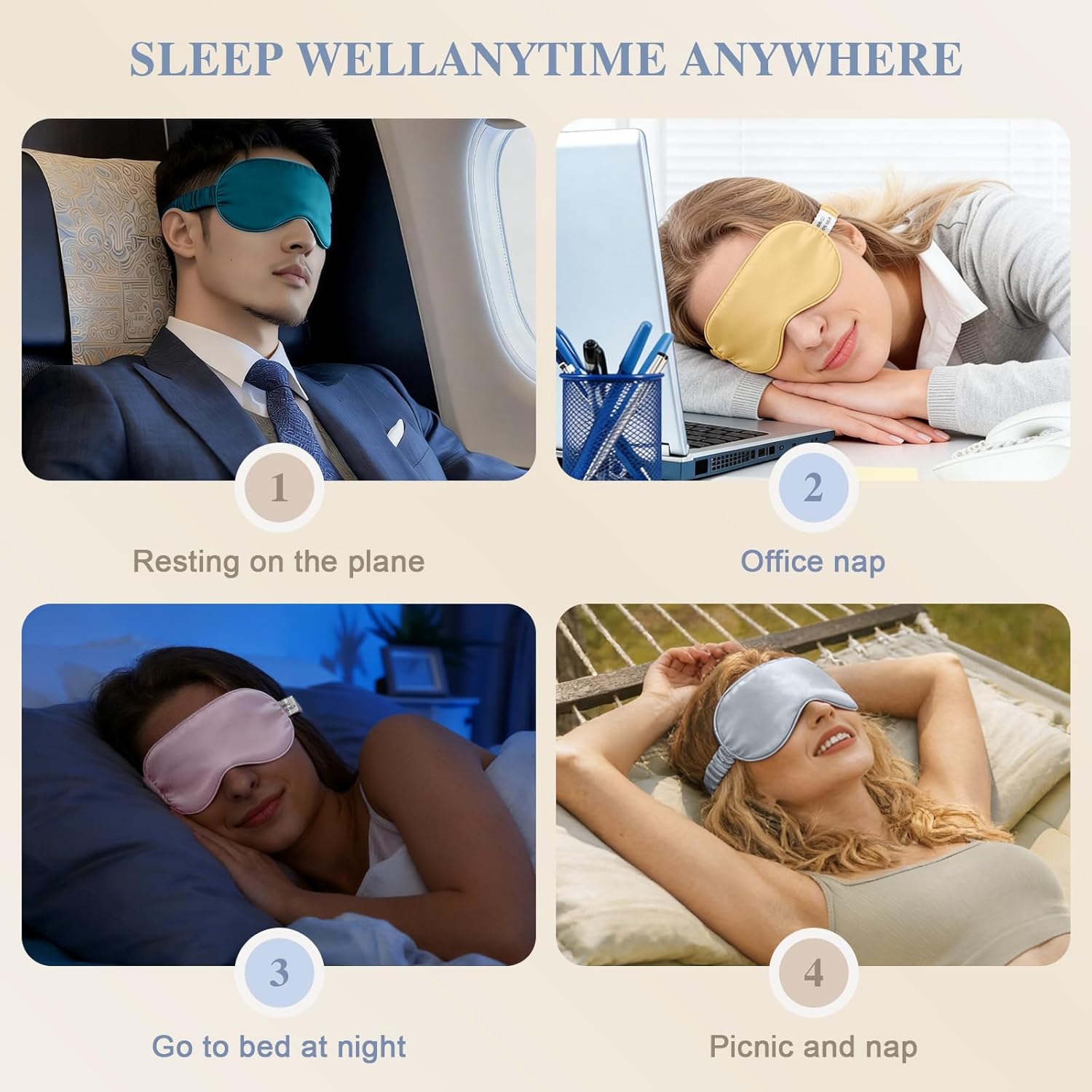 Silk Sleep Mask,Eye Mask for Sleep Women Men,Mulberry Sleeping Mask with Adjustable Strap,Blindfold Blackout Eye Mask for Travel and Full Night's Sleep,Nap - Image 5