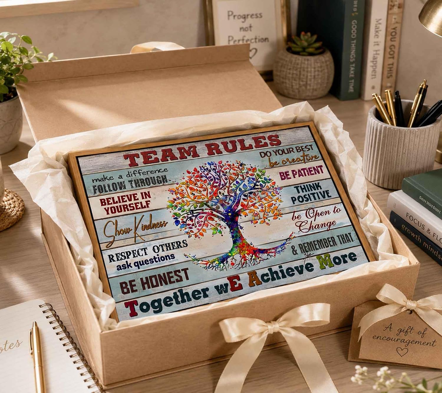 Floating Framed Office Inspirational Canvas Wall Art, Team Rules Painting Picture Wall Decor, Motivation Positive Quotes Poster Print Artwork for Company, Studio, Office 8x10in - Image 5