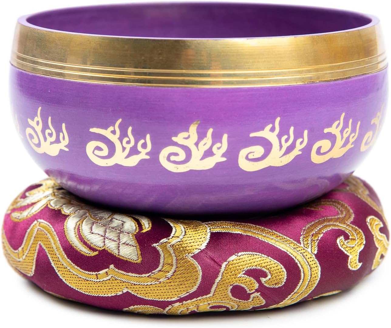 Tibetan Singing Bowl Set - 4" Easy To Play Authentic Handmade For Meditation Sound 7 Chakra Healing By HIMALAYAN BAZAAR (Purple, 4") - Image 3
