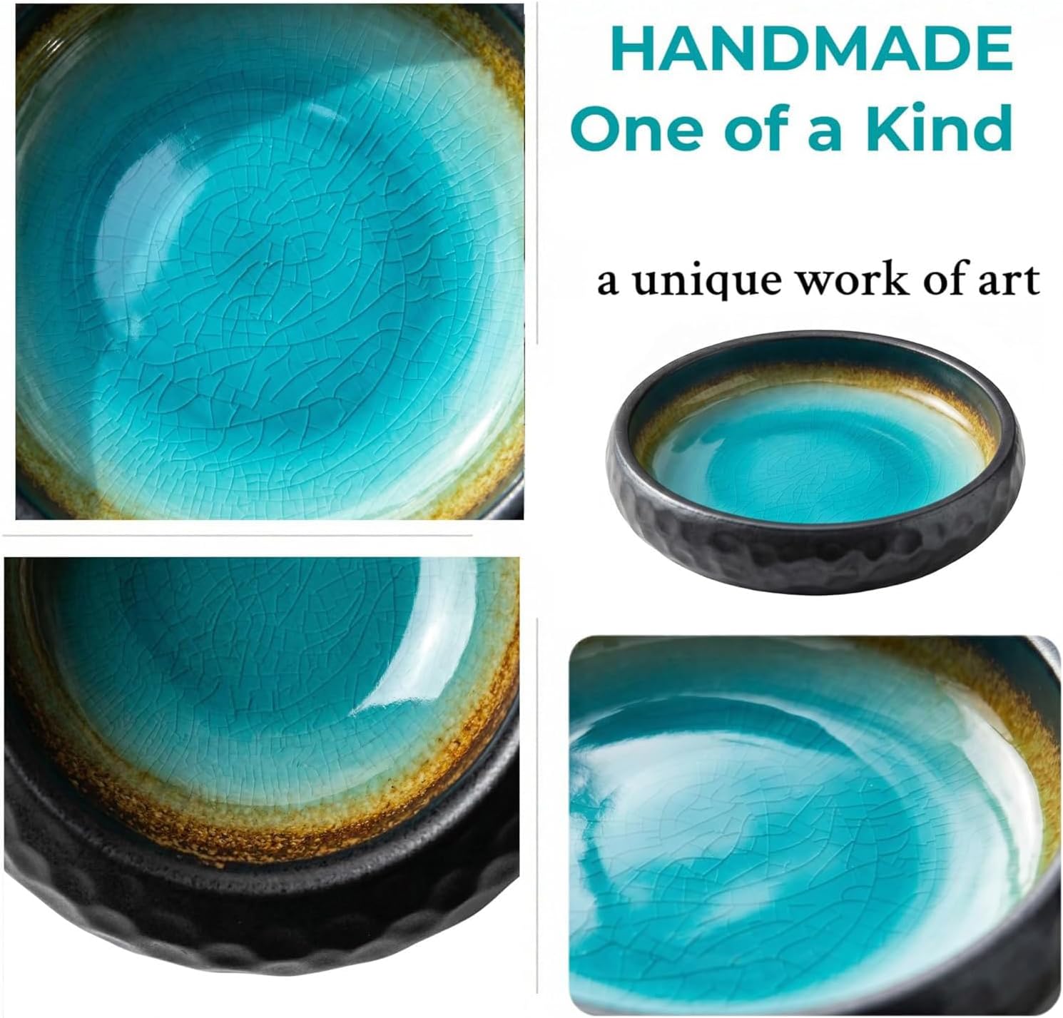 6 Inch Incense Holder with Ash Catcher,Handmade Crack Blue Glaze Ceramic Incense Burner Bowl with 9-Hole Design for Sticks,Cones,Coils Sage,Palo Santo - Perfect for Meditation,Yoga & Zen Home Décor - Image 2
