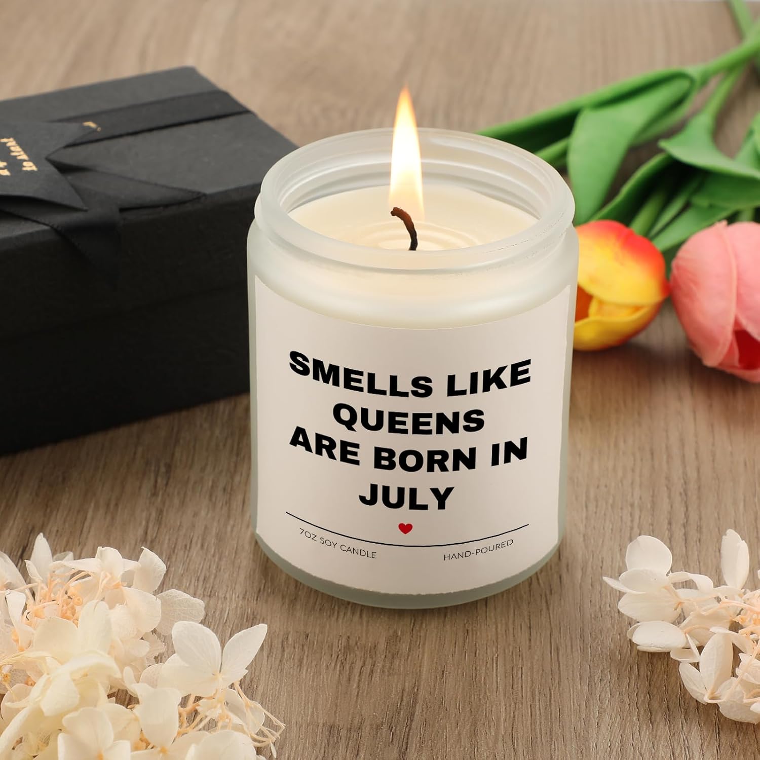 July Birthday Gifts for Women, Queens are Born in July Candle, 30th 40th 50th 60th Happy Bday Gift Idea for Girl Female Sister Mom Aunt Friend from Daughter Son Child Husband,7 OZ - Image 4