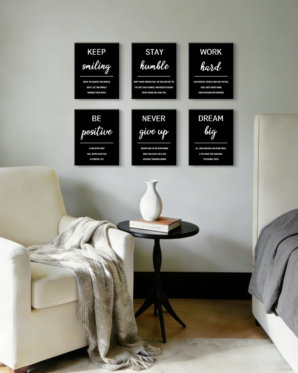 KUVIOKE Inspirational Framed Wall Art Motivational Quotes Wall Decor Encouraging Office Posters Positive Affirmations Sayings for Classroom Bedroom Living Room Ready to Hang Set of 6, 8x10in (Framed) - Image 7