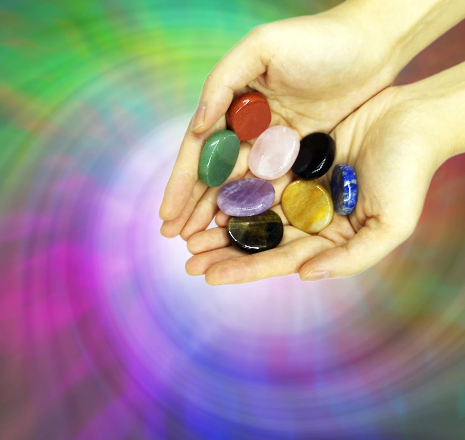 Worry Stones Set of 8 – Polished & Tumbled Crystals and Healing Rocks, Natural Chakra Worry Stones for Meditation, Grounding, Reiki, Anxiety & Stress Relief and Daily Calm - Image 3