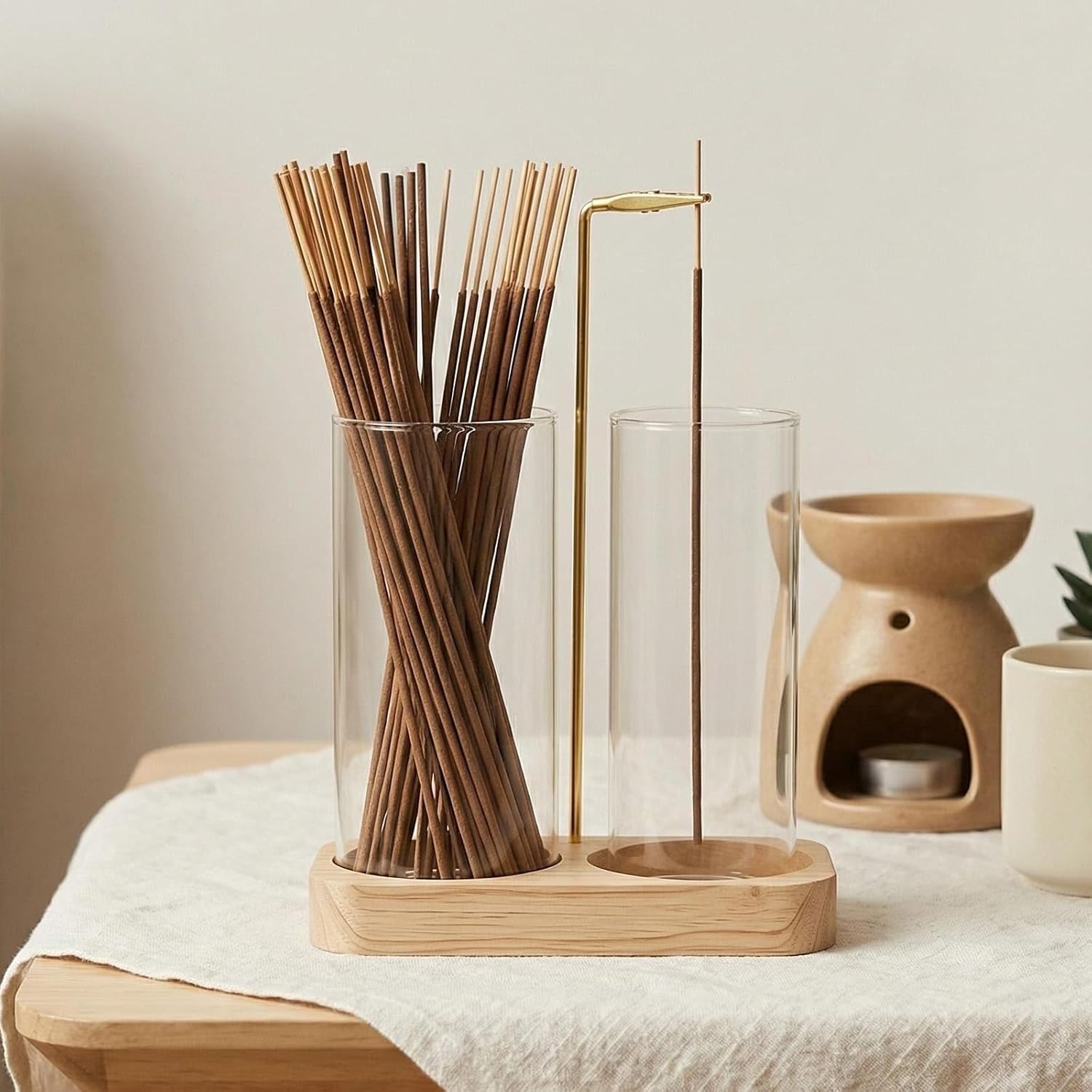 Incense Holder, 2 in 1 Wooden Incense Holder for Sticks with 20 Incense Sticks, Anti-ash Incense Burner with Glass Ash Catcher, Wood Incense Holder 20 Stick (2 in 1 Square) - Image 8