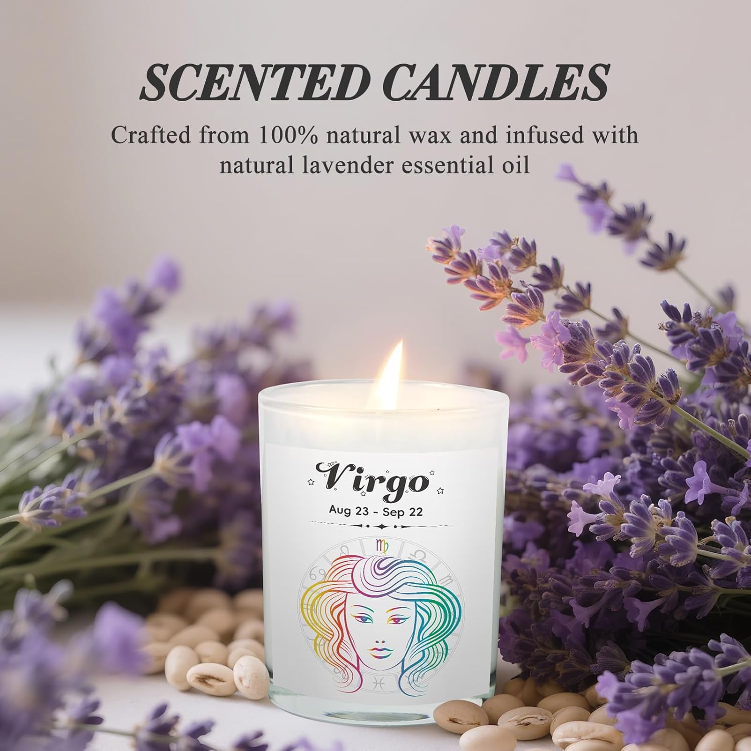 Virgo Gifts for Women, Zodiac Virgo Candle with Healing Crystals,Astrology Birthday Gifts for Women, Mom, Sister, Friends, Meditation, Yoga, Relaxation (7oz) - Image 5