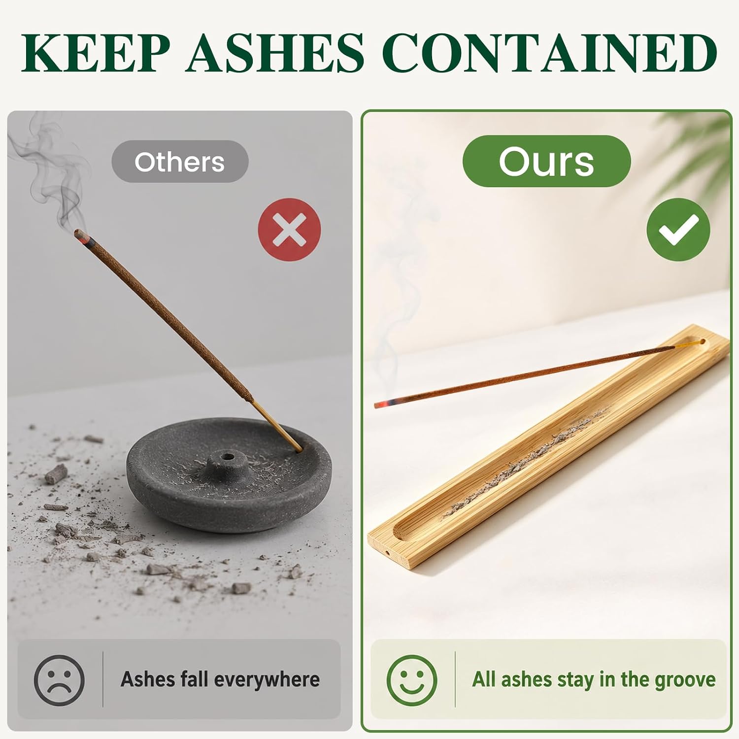 6 Pack Bamboo Incense Holders for Sticks, Ash Catcher Design | Compact Design, Space-Saving, Lightweight, Easy Placement, Multi-Room Use, Everyday Convenience - Image 6