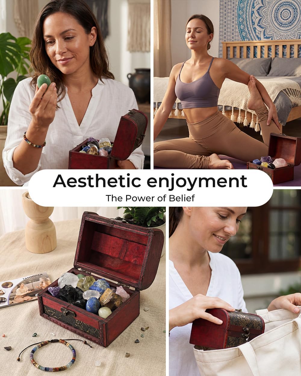 Chakra Bracelets Healing Crystals Set, Crystals and Healing Stones Reiki Energy Protection, Wooden Box, Mothers Day Birthday Gifts for Mom, Meditation Relax, Relief Anxiety Stress Gifts for Women - Image 5