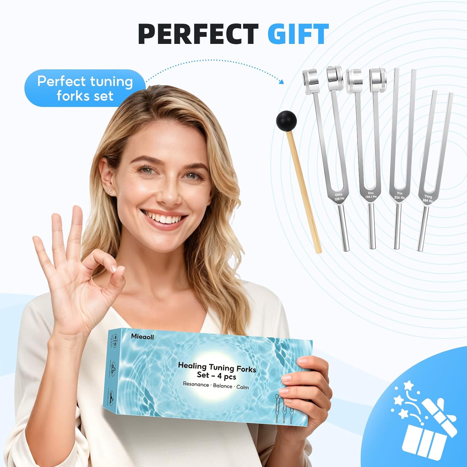 Tuning Forks for Healing, 128Hz 136Hz 256Hz 384Hz Tuning Fork Set for Meditation, Yoga and Chakra Energy Therapy, Perfect Healing Gift for Mom or Girlfriend on Mother's Day, Birthday - Image 5