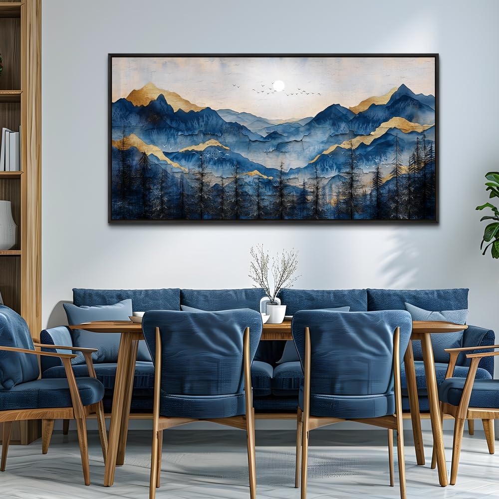 FUHAIHUA Black Framed Canvas Wall Art For Living Room Wall Decor For Bedroom Office Wall Decoration Mountain Painting Abstract Pictures Artwork Room Aesthetic Home Decor 20x40 In - Image 4