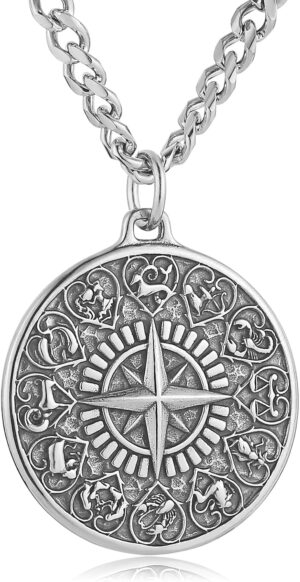HZMAN Stainless Steel Zodiac Compas...