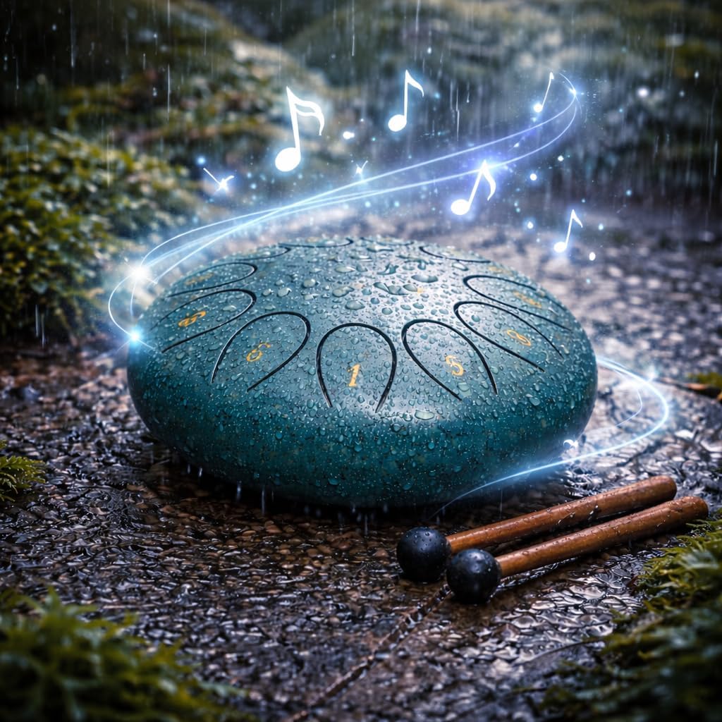 REGIS Steel Tongue Drum 6 Inch 8 Notes, Rain Drum Style Calming Percussion Instrument for Relaxation & Meditation, Musical Gift for Adults & Beginners(malachite) - Image 2