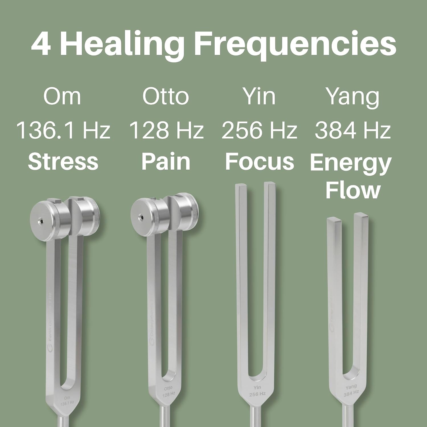 ENSO Resonance 128Hz Tuning Forks for Healing Set, Sound Healing | Lead-Free Aluminum Alloy, Weighted and Unweighted, 4 Calibrated Frequencies, Hockey-Puck Activator, Vegan-Leather Pouch - Image 3