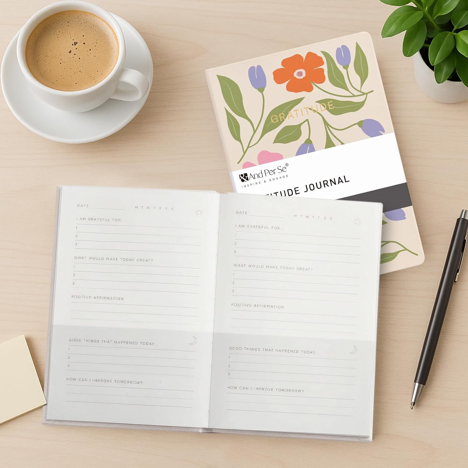 And Per Se Gratitude Journal – 5 Minute Daily Practice for Women with Prompts & Quotes – Undated Mindfulness & Happiness Notebook (Botanical Floral) - Image 7