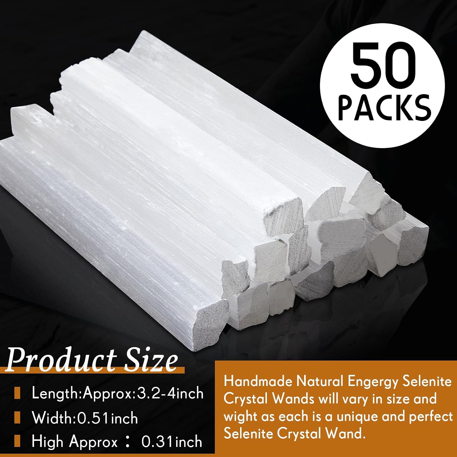 Tessco for you 50 Pieces 3.2 to 4 Inches Selenite Crystal Wands Selenite Sticks White Crystals and Healing Stones Spiritual Long Healing Crystals Stick for Reiki Metaphysical Energy Witchcraft - Image 2