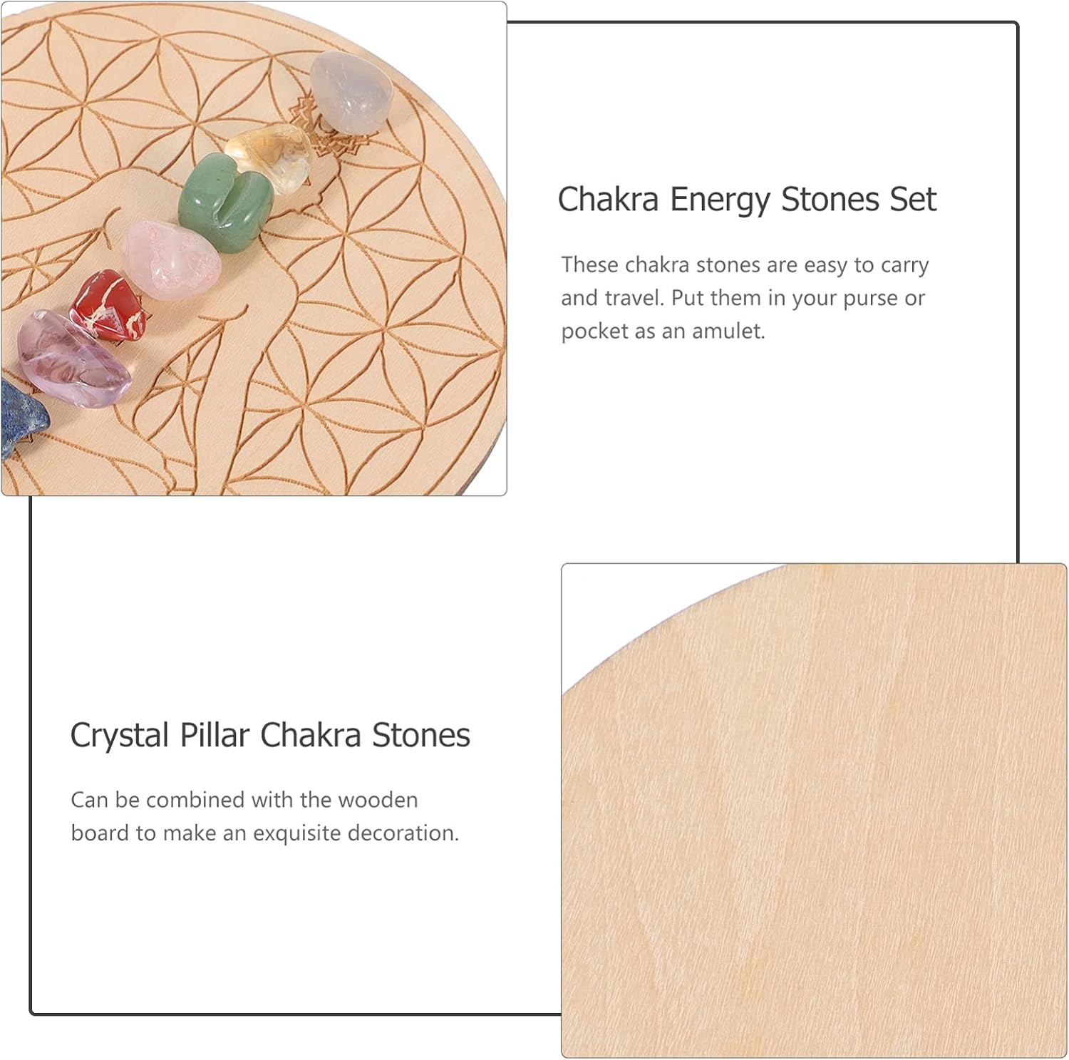 Beaupretty Healing Crystal Grid Board Set Crystal Therapy Set Chakra Stones Balancing Gemstones for Meditation Zen Aura Cleansing Rose Box - Image 2