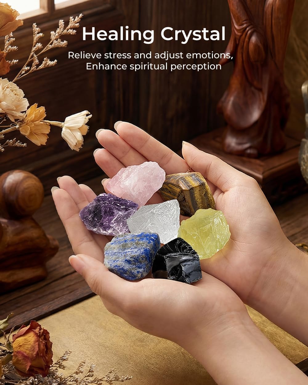 Crystals and Healing Stones - Thumb Worry Stones for Stress Relief Gifts - 7 Chakra Crystal Stones Set, Real Natural Raw Reiki Positive Energy for Meditation, Birthday Crystal Gifts Set for Women - Image 4