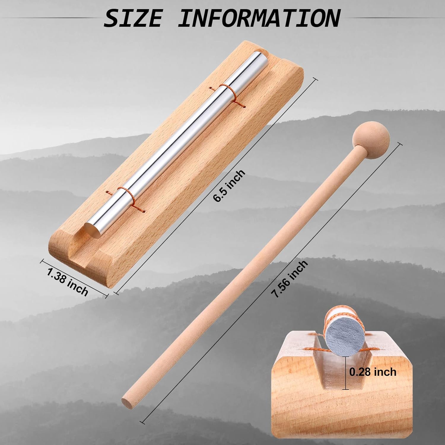 2 Set Hand Chimes for Classroom Meditation Chimes Bells Classroom Management Tools Instrument with Mallet for Meditation Yoga Prayer Teacher School (Single Tone,Wooden Color) - Image 4