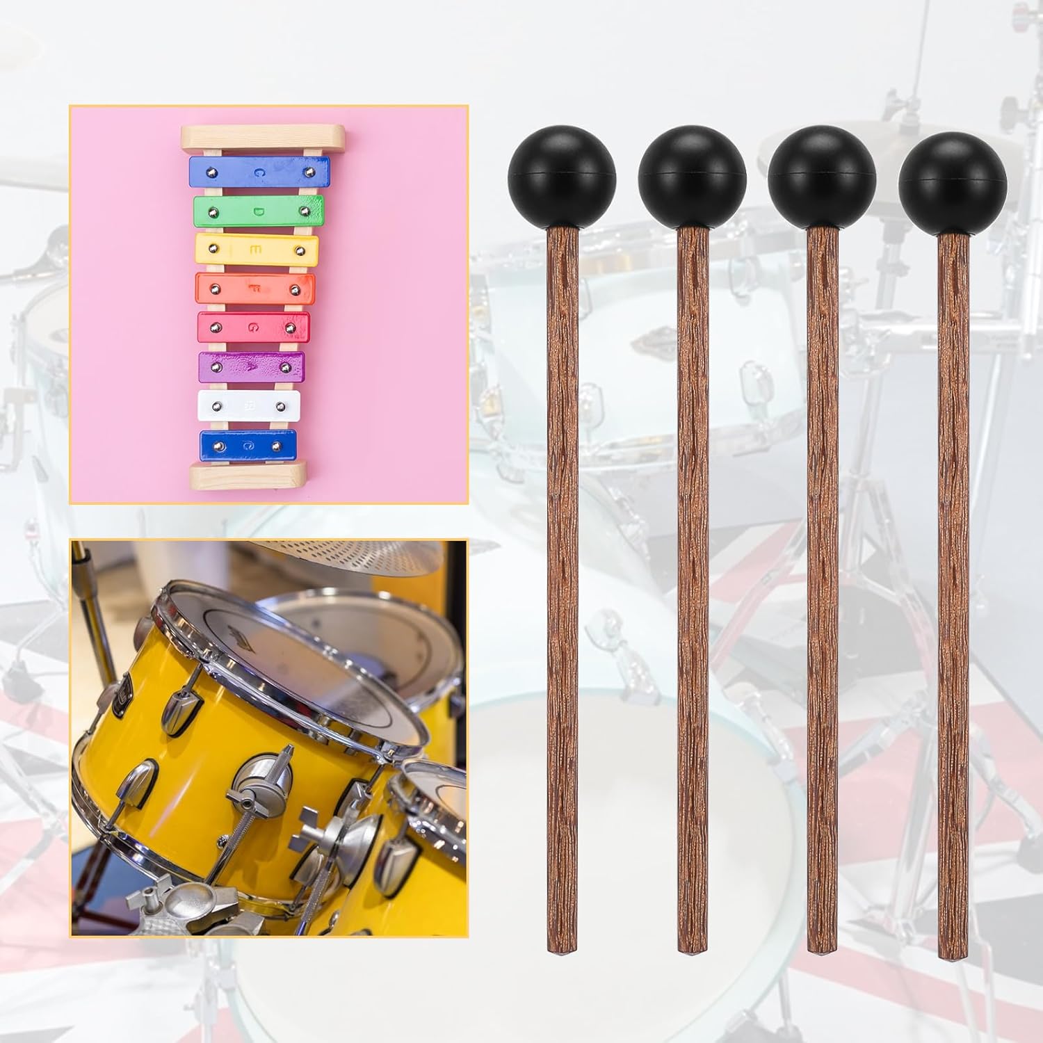 4 Pcs Steel Tongue Drum Mallets, 5.9 Inch Small Rubber Drum Mallets Sticks for Xylophone Glockenspiel Musical Instruments Mallet Birch Wood Handle Silicone Head Percussion Sticks(Black) - Image 7
