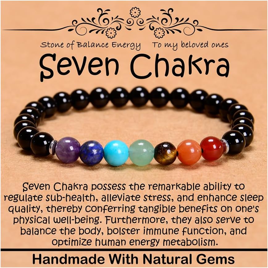 Natural Healing Gemstone Bracelet Handmade Yoga Stretch Elastic Bracelet Stress Relief Crystal Jewelry for Men and Women