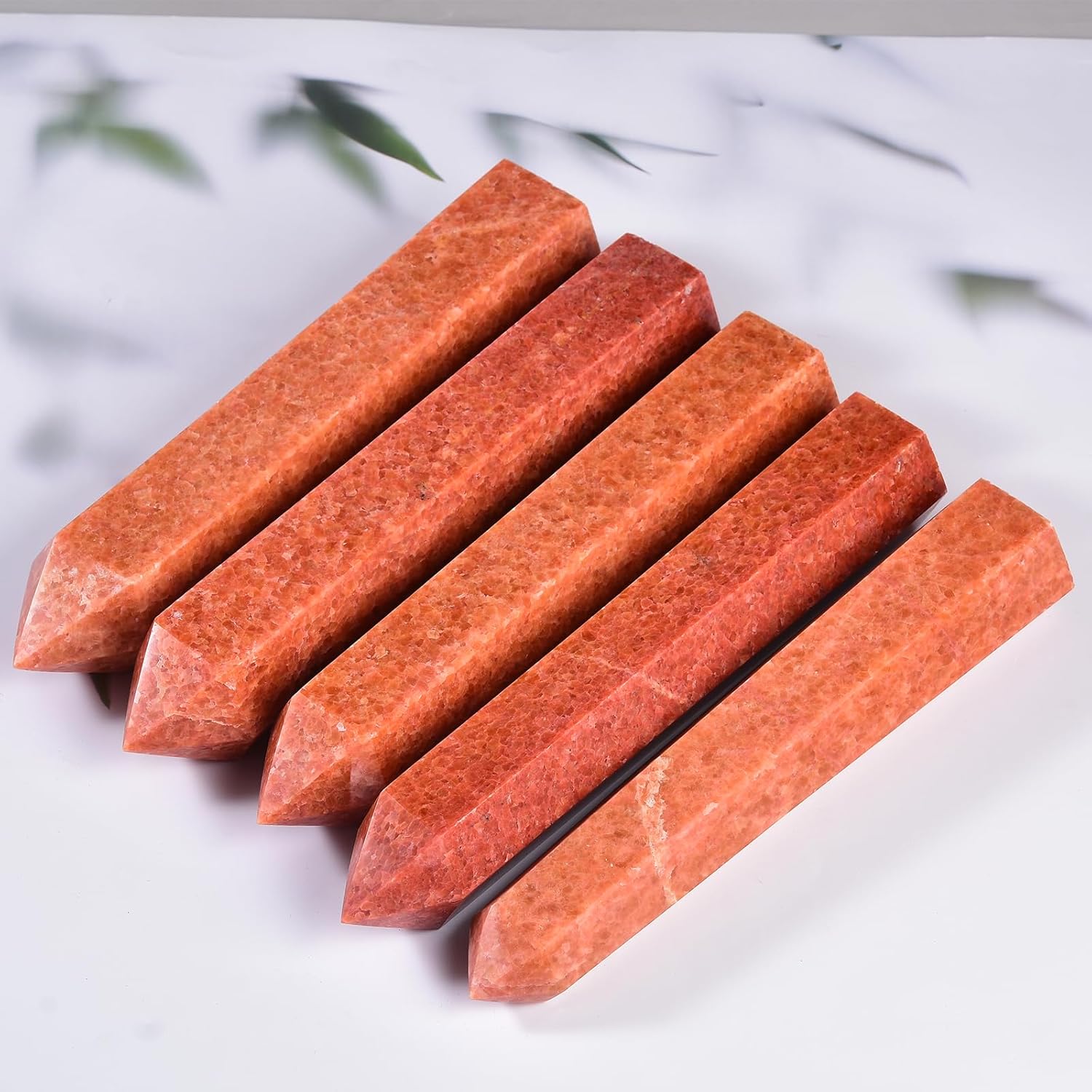 JIC Gem Extra Large Sunstone Obelisk Tower Points Natural Healing Crystal Wand 6 Faceted Sunstone Quartz Crystals Tower Wand Home Decor Reiki Chakra Meditation 3.0-3.5 Lbs - Image 5