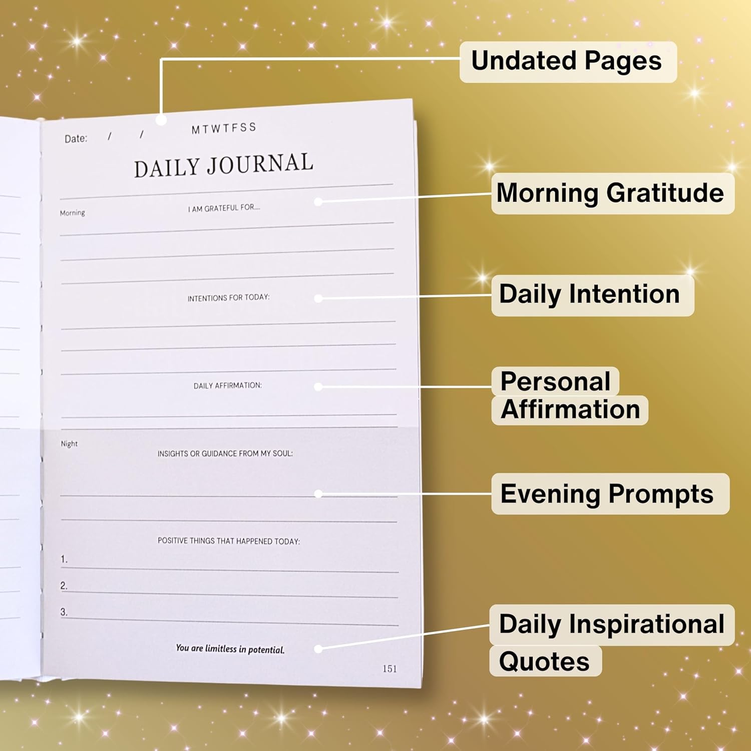 Manifestation Journal : The Miracle Journal for Spiritual Growth, 5-Min Guided Daily Journal for Women & Men with Affirmations & Prompts, Undated & Minimalistic - Jessica Heslop - Image 5
