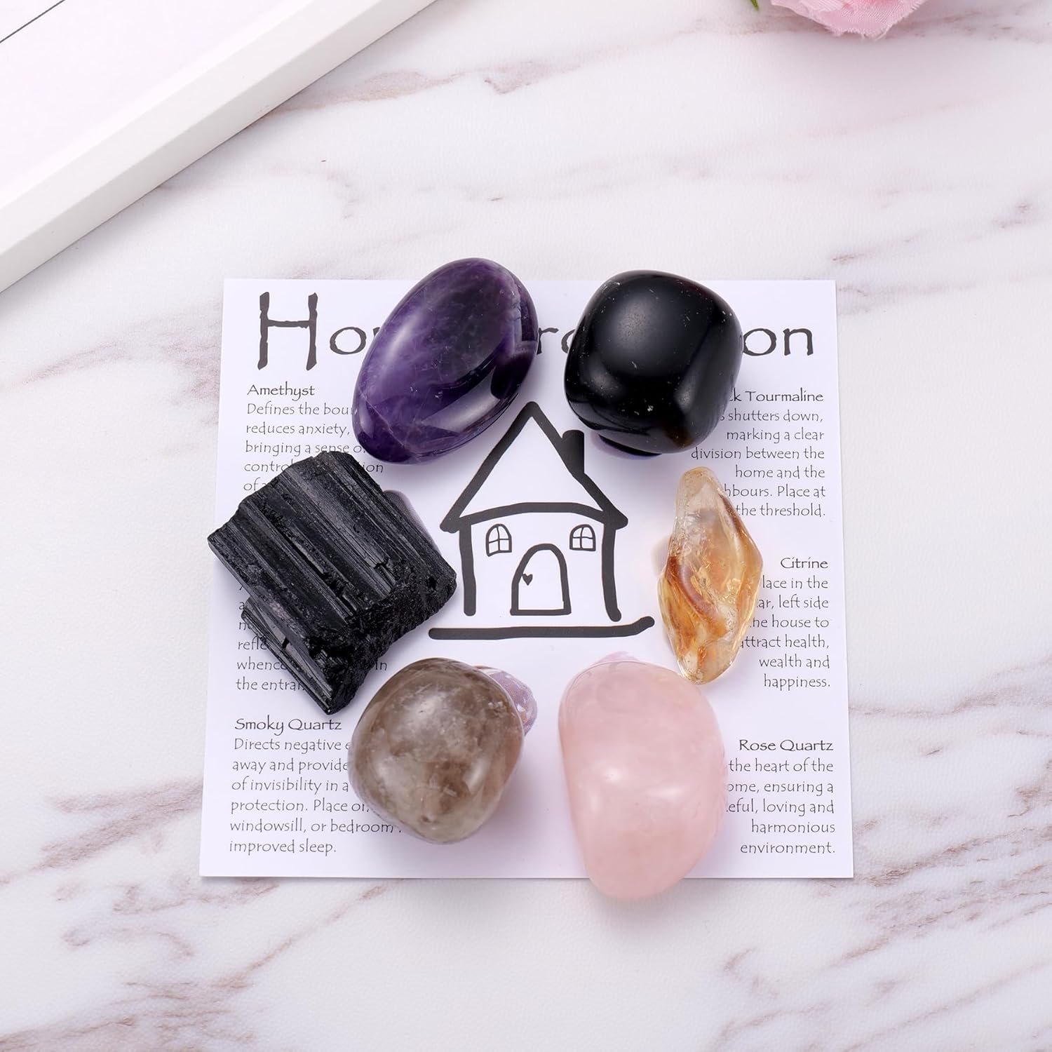 House Protection Crystal Set – Home Protection Crystals for Negative Energy Removal, EMF Cleansing & Spiritual Blessing – New Home Gift, Housewarming Kit, Healing Stones - Image 4