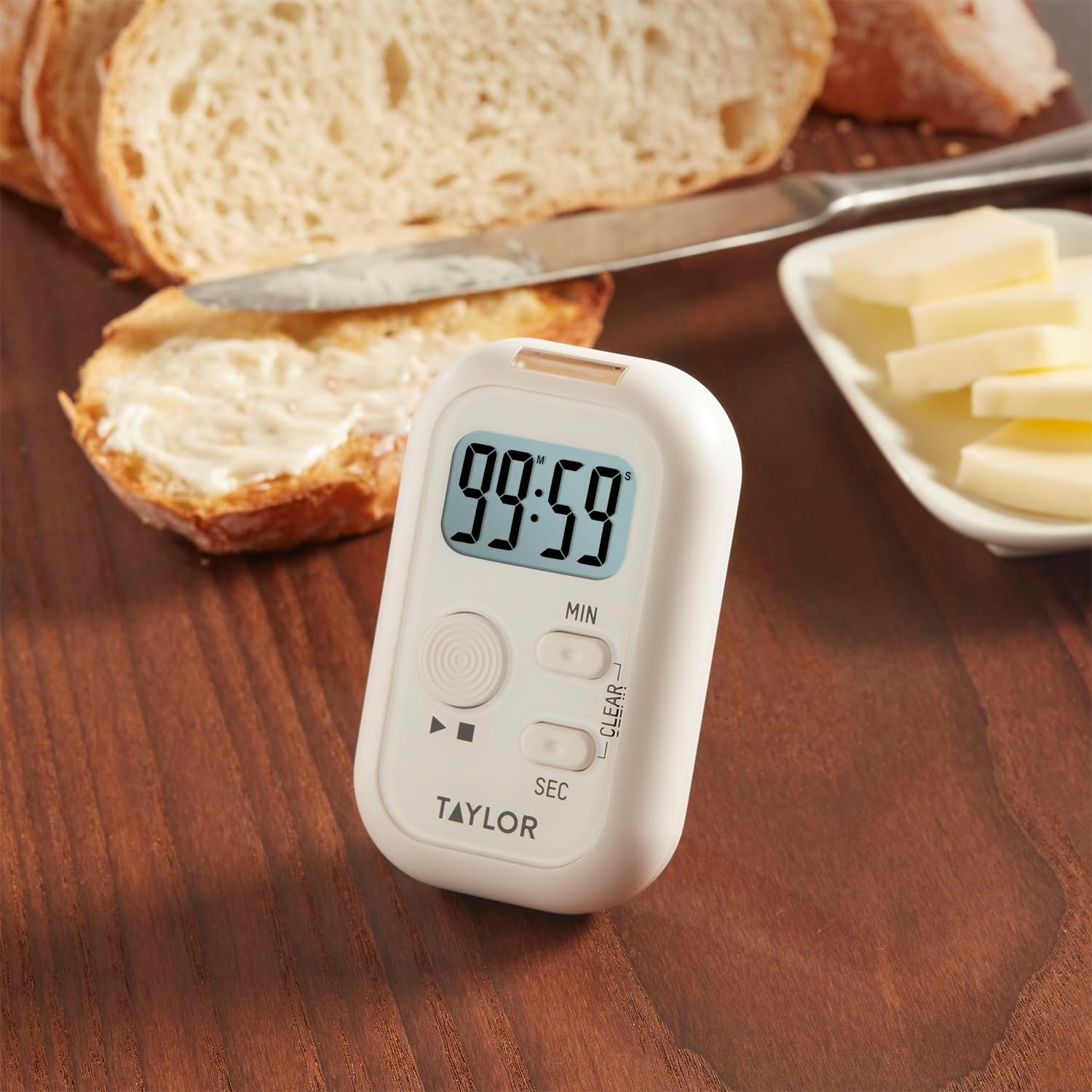 Taylor Multi-Alert (Sound, Light, Vibration) Digital Timer, Standard, White - Image 3