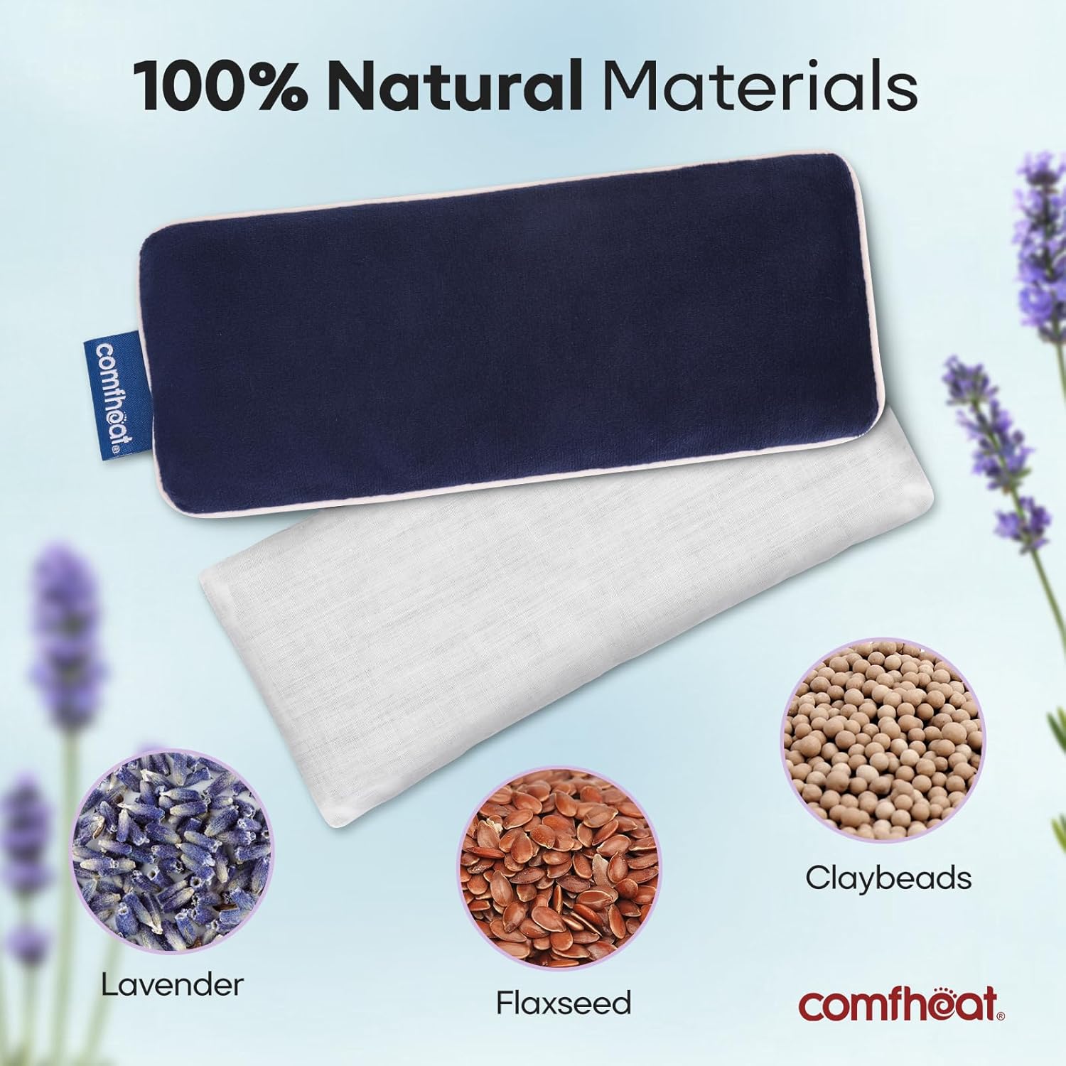 Lavender Weighted Eye Pillow - Soft Plush Removable Cover, Moist Heat & Cold Therapy, Natural Aromatherapy Eye Compress Pillow for Relaxation, Yoga, Meditation, and Sleep, Navy Blue - Image 3