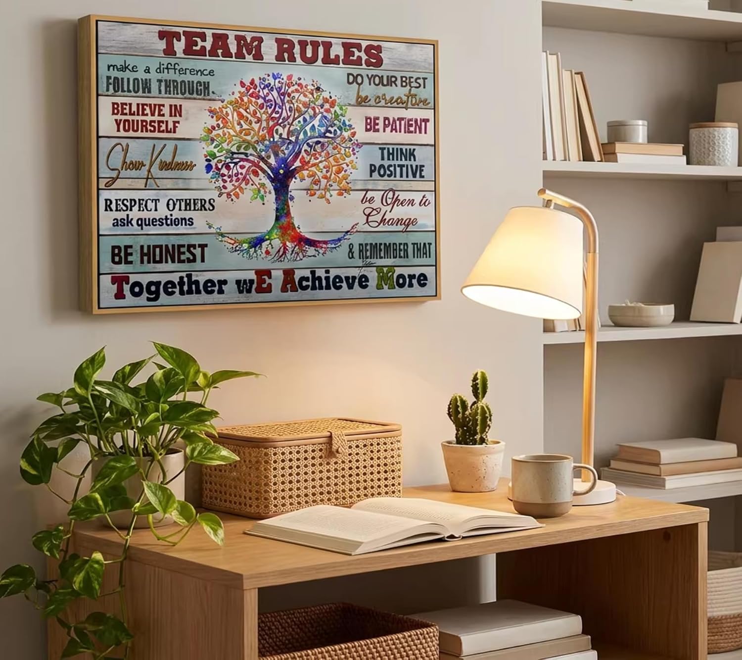 Floating Framed Office Inspirational Canvas Wall Art, Team Rules Painting Picture Wall Decor, Motivation Positive Quotes Poster Print Artwork for Company, Studio, Office 8x10in - Image 8