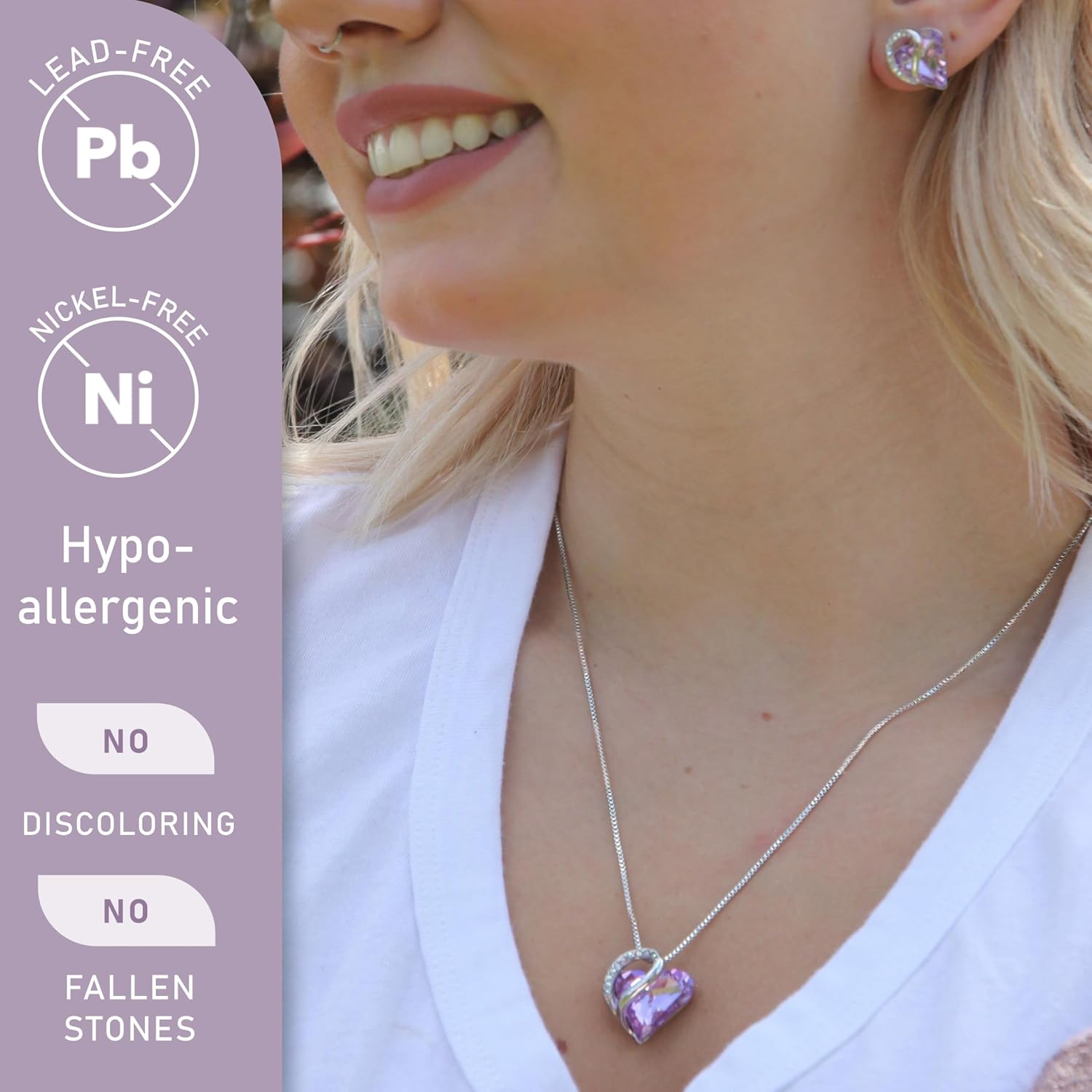 Leafael Gift Necklaces for Women, Infinity Love Birthstone Heart Crystal Pendant, Birthday Anniversary Jewelry for Wife, Mom, and Her, Silver Plated, 18" + 2" Adjustable Chain - Image 2