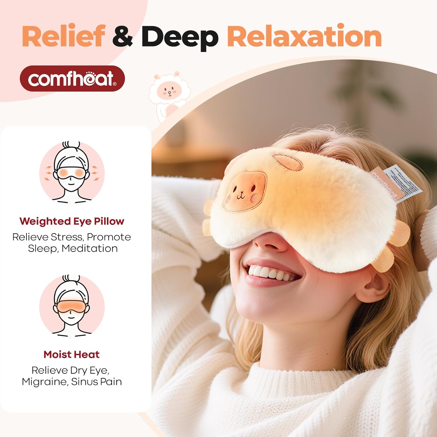 Lavender Weighted Eye Pillow for Yoga, Microwavable Moist Heat Eye Compress Mask Pillow with Washable Cover for Relaxation, Sleeping, Meditation, Yoga, Spa, Migraine Relief - Image 2