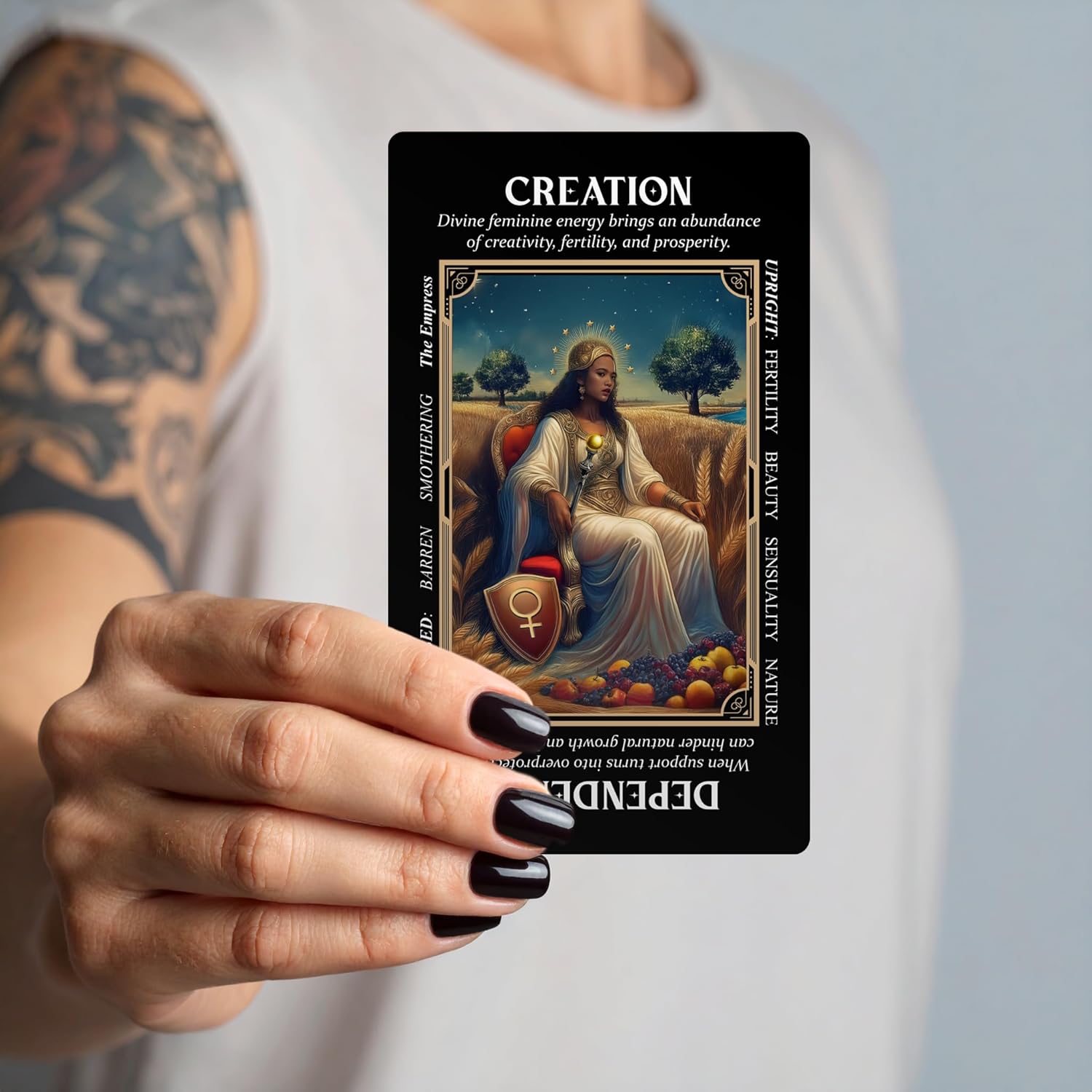 Arcanum: A Hybrid Tarot-Oracle Deck with Expanded Keywords by River Aether - 78 Tarot Cards with Meanings on Them for Beginners to Advanced Readers - Image 4