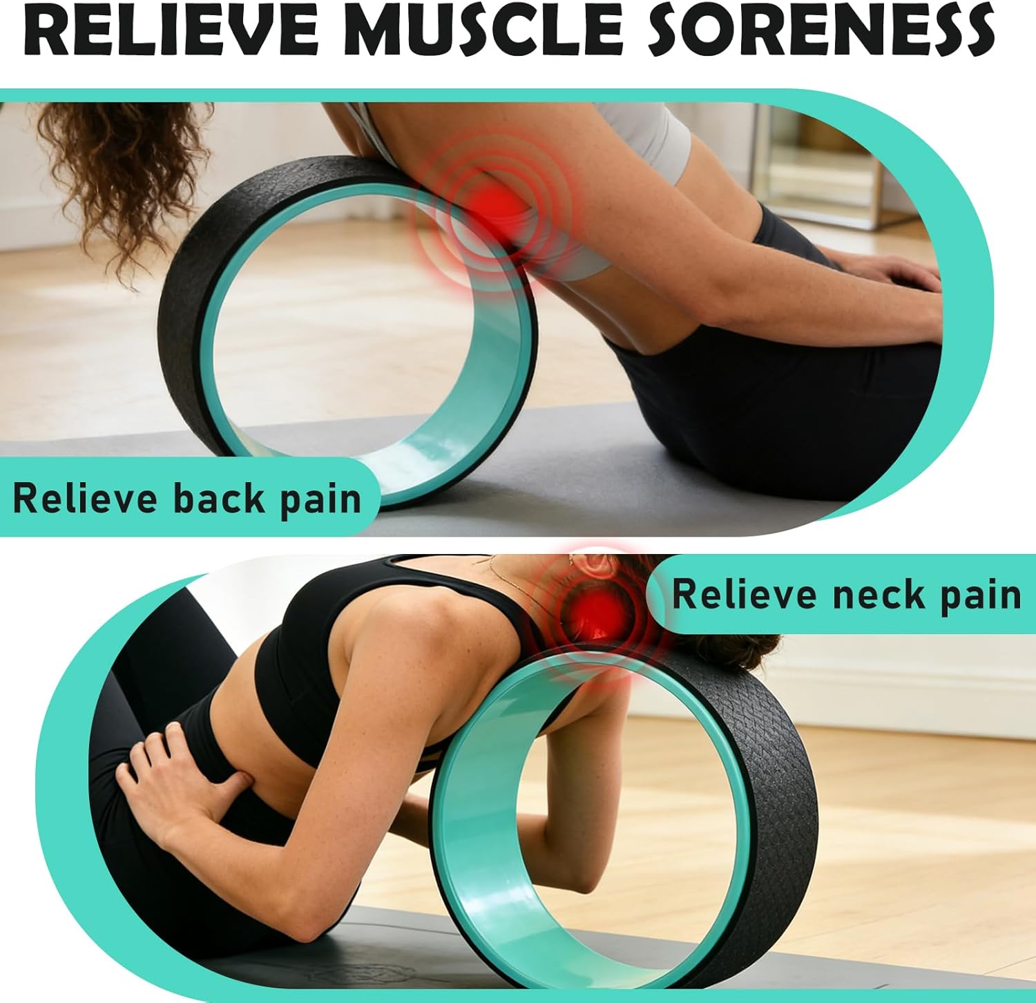 NGT Yoga Wheel 13 inch Yoga Wheel for Back Pain Strongest and Most Comfortable Dharma Yoga Prop Wheel with Free Yoga Bands - Image 3
