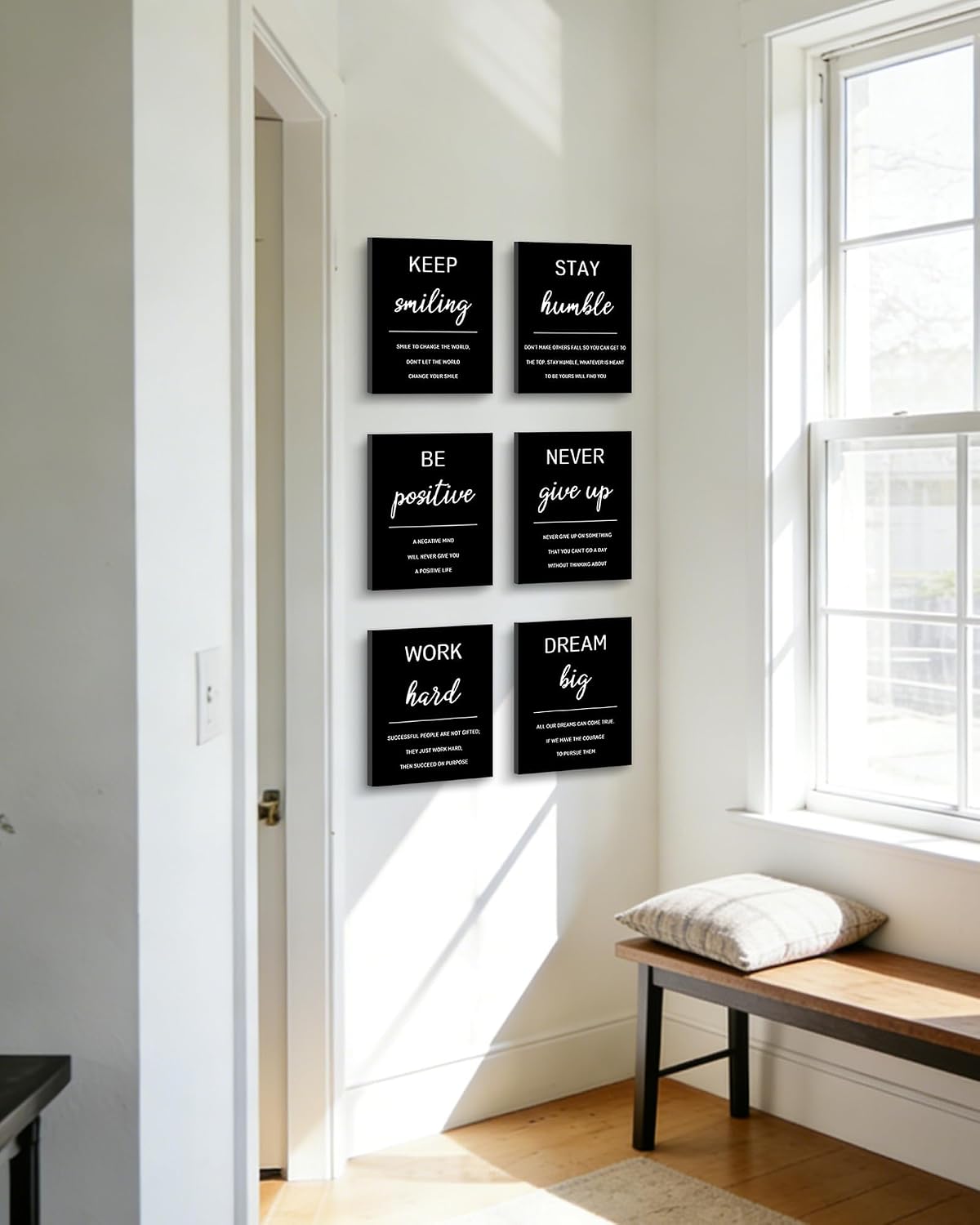 KUVIOKE Inspirational Framed Wall Art Motivational Quotes Wall Decor Encouraging Office Posters Positive Affirmations Sayings for Classroom Bedroom Living Room Ready to Hang Set of 6, 8x10in (Framed) - Image 6