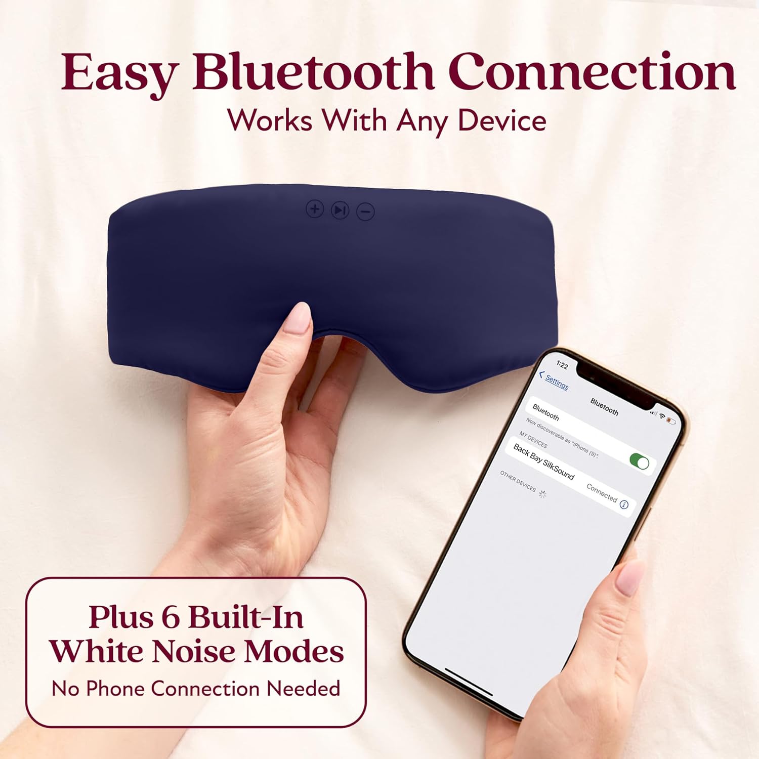 SilkSound 100% Mulberry Silk Bluetooth Sleep Mask, Skin-Friendly Sleeping Eyemask with Bluetooth Headphones, Sleep Gifts for Women, Silk Eyemask Headband Headphones for Sleeping Side Speakers - Image 5