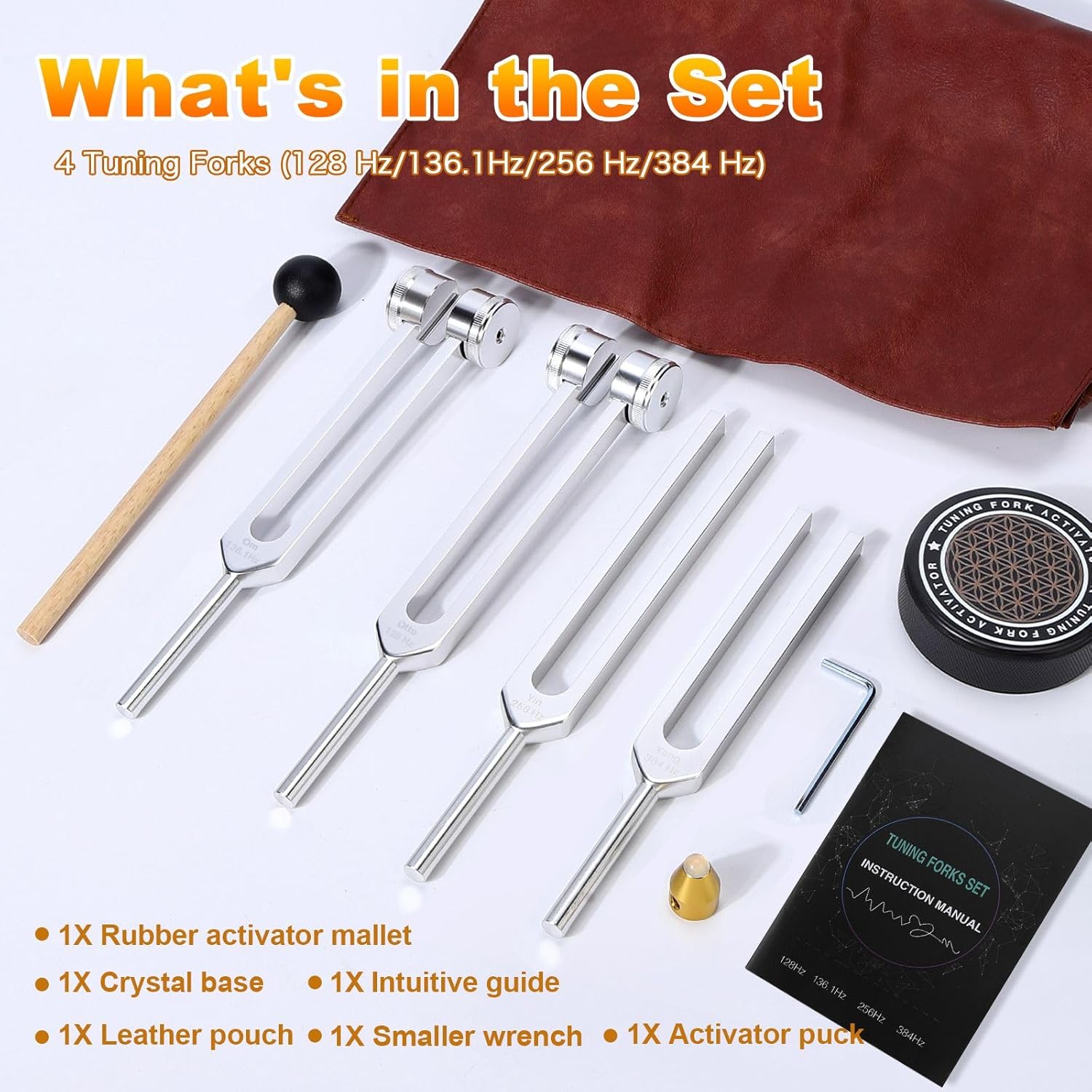 Tuning Forks for Healing Set – 128Hz, 136.1Hz, 256Hz, 384Hz Resonance Sound Healing Instruments, Harmony & Pure Frequency Sound Therapy, Chakra & Frequency Healing, Weighted Medical Grade Tool - Image 5